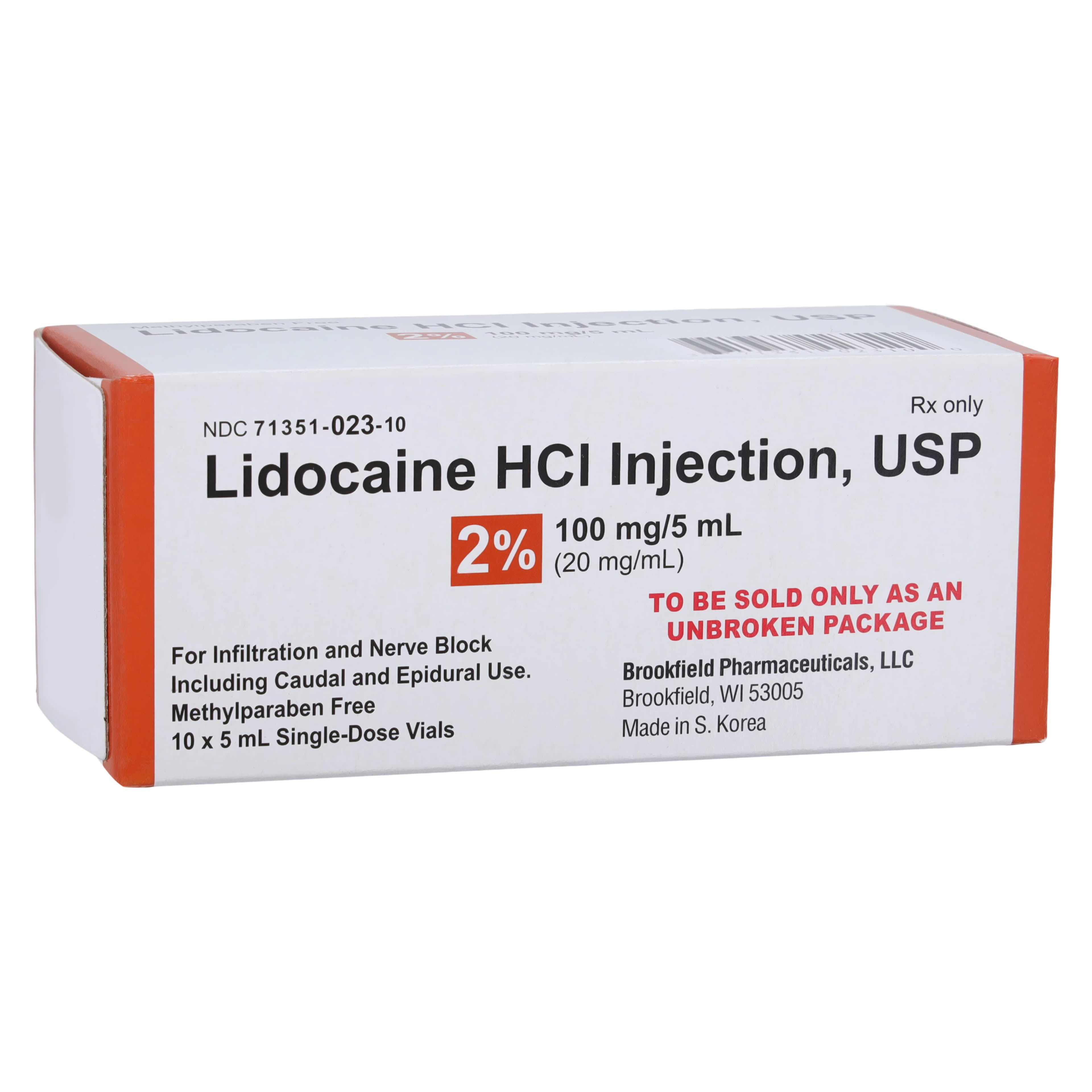 Lidocaine HCl Injection 2% SDV 5mL, 10/Package - Lidocaine HCl Inj SDV 5mL - Image 1