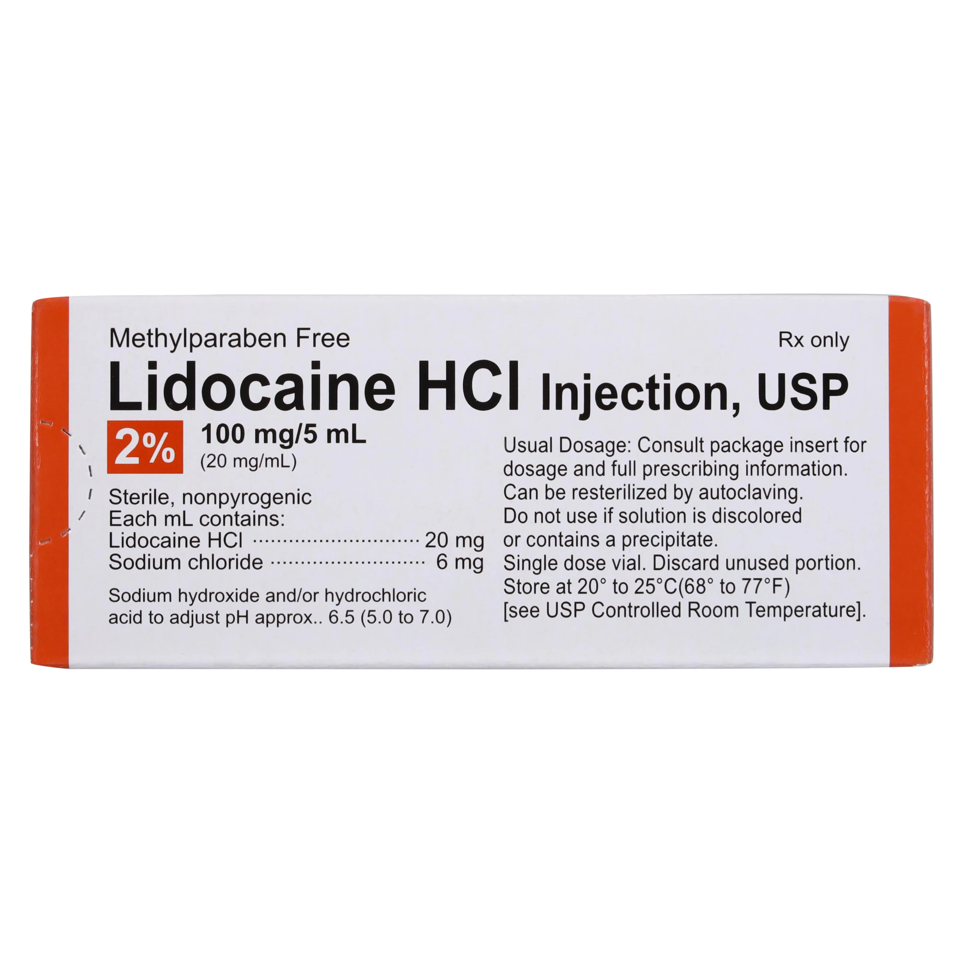Lidocaine HCl Injection 2% SDV 5mL, 10/Package thumbnail 2