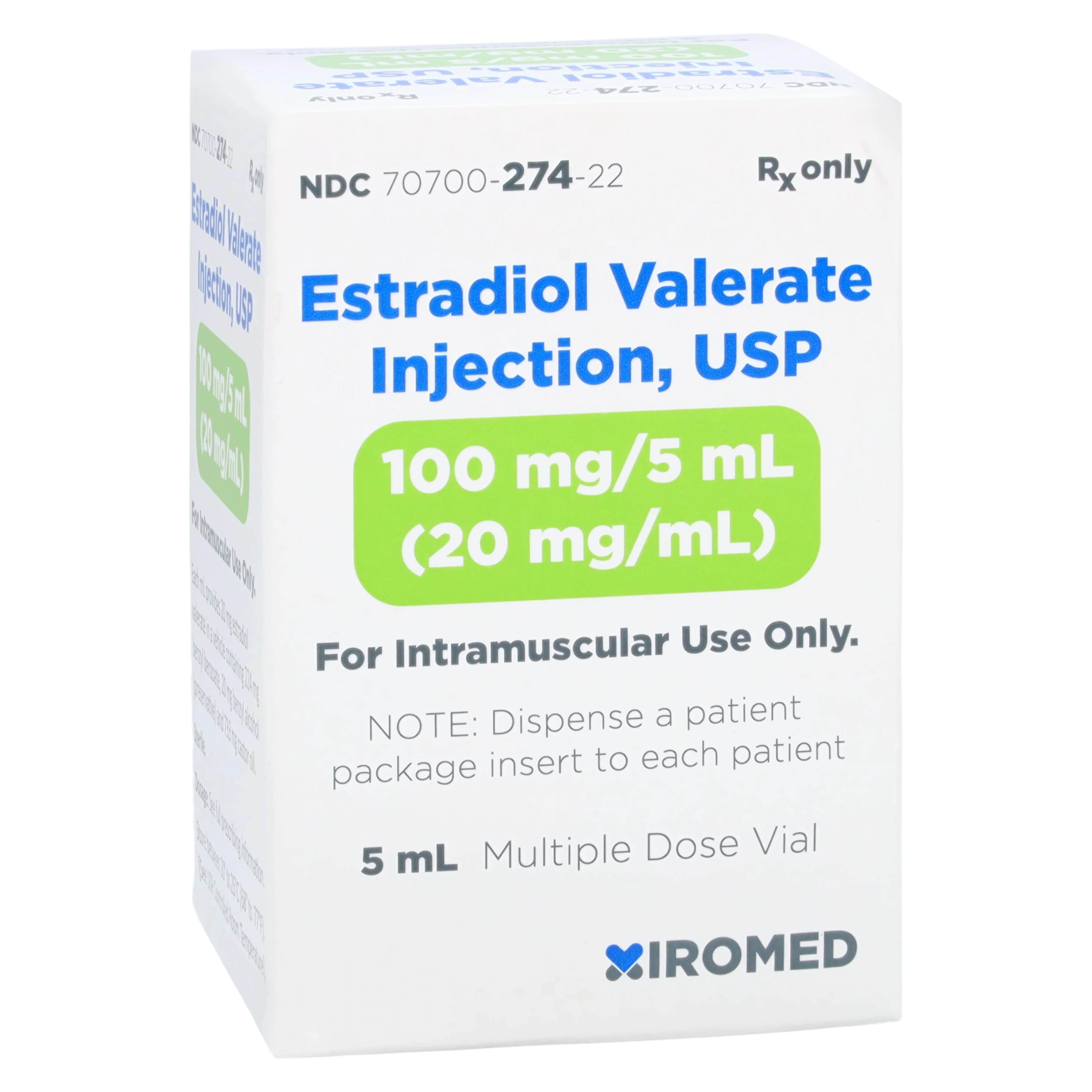 Estradiol Valerate Injection, 20 mg/mL, 5 mL Multi-Dose Vial, Xiromed - Estradiol Valerate MDV Inj 5mL - Image 1