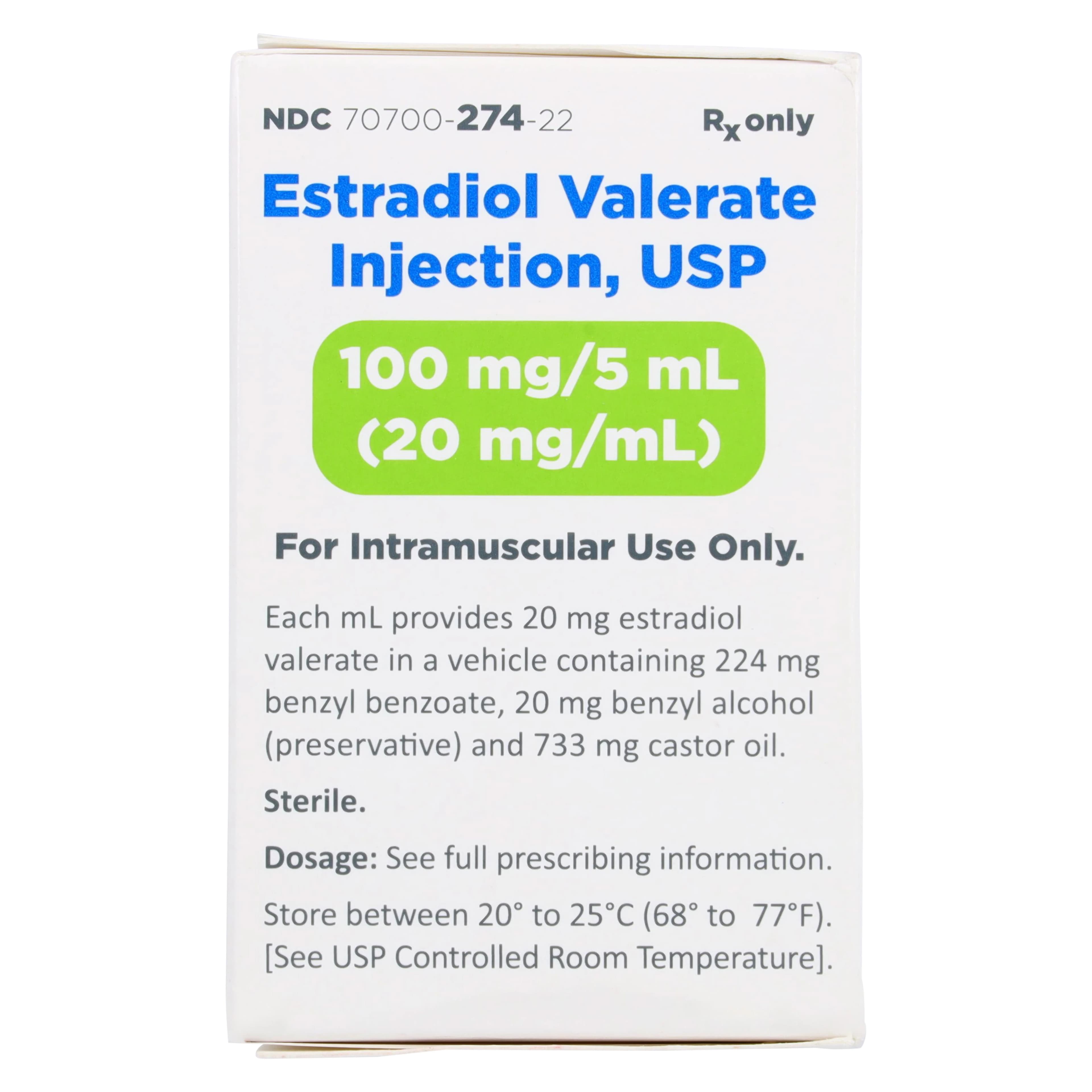 Estradiol Valerate Injection, 20 mg/mL, 5 mL Multi-Dose Vial, Xiromed thumbnail 2