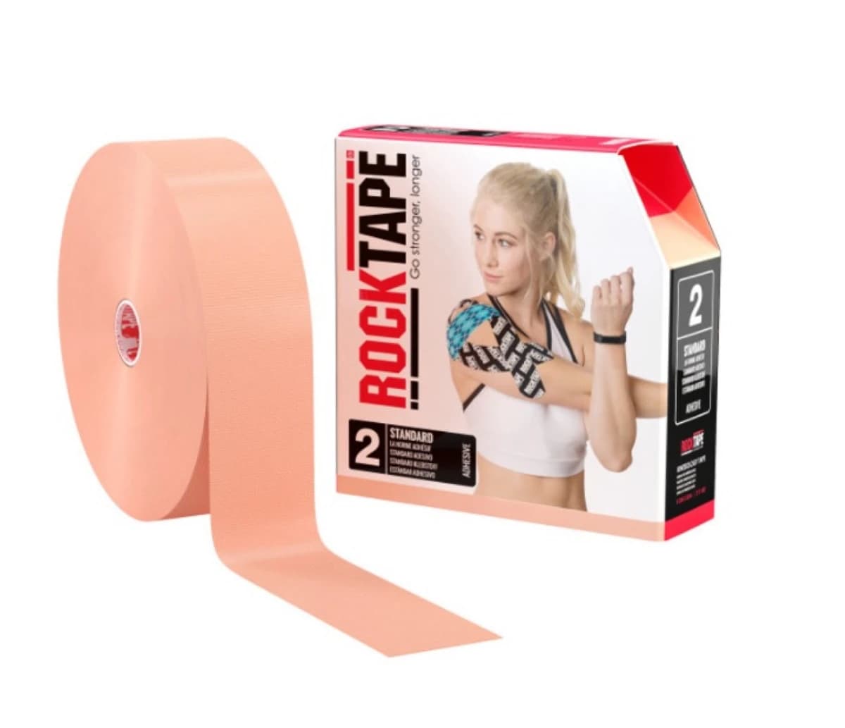 RockTape Kinesiology Tape, 97% Cotton/3% Nylon, 2" x 105', Beige, Each - Tape Kinesiology Bulk Regular - Image 1