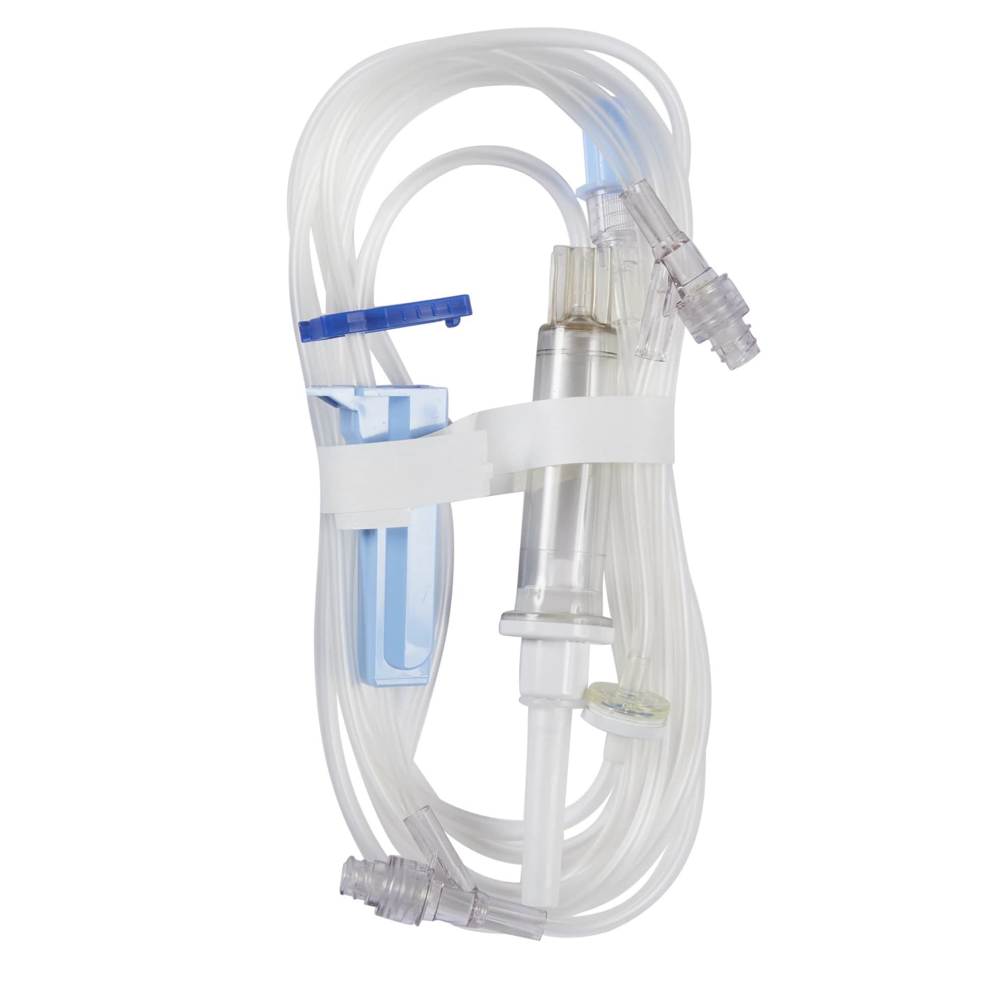 Baxter Continu-Flo Solution Administration Set, 10 Drops/mL, 111" Tubing, Male Luer Lock Adapter, Duo-Vent Spike, 2 Clearlink Luer Activated Valves, Sterile, 48/Case - Solution Set Continu-Flo - Image 1