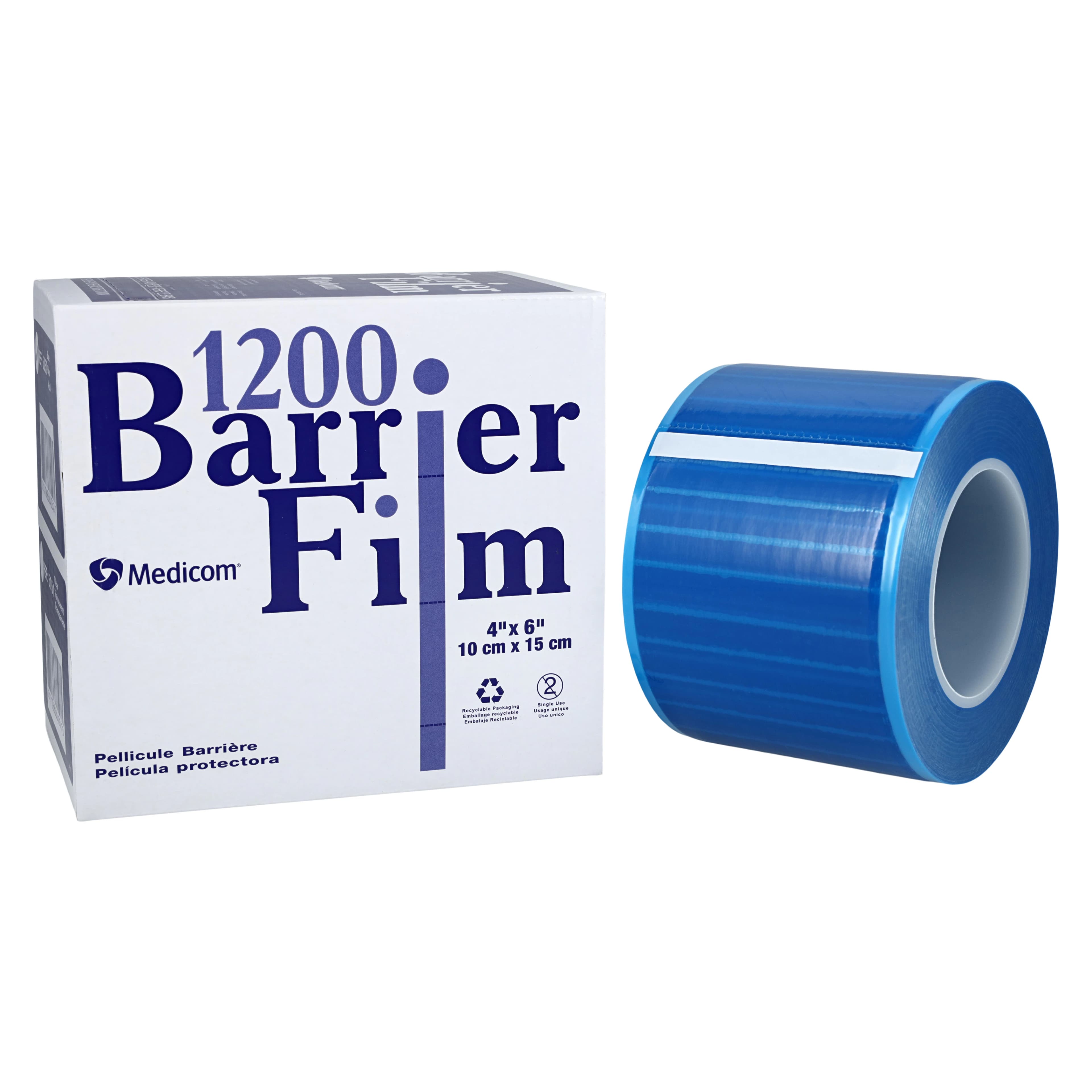 Medicom Long-Lasting Barrier Film, 4" x 6", Blue, 1200 Sheets/Roll, 5050 - Long-Lasting Barrier Film, 4" x 6", Blue, 1200 Sheets/Roll, 5050 - Image 1