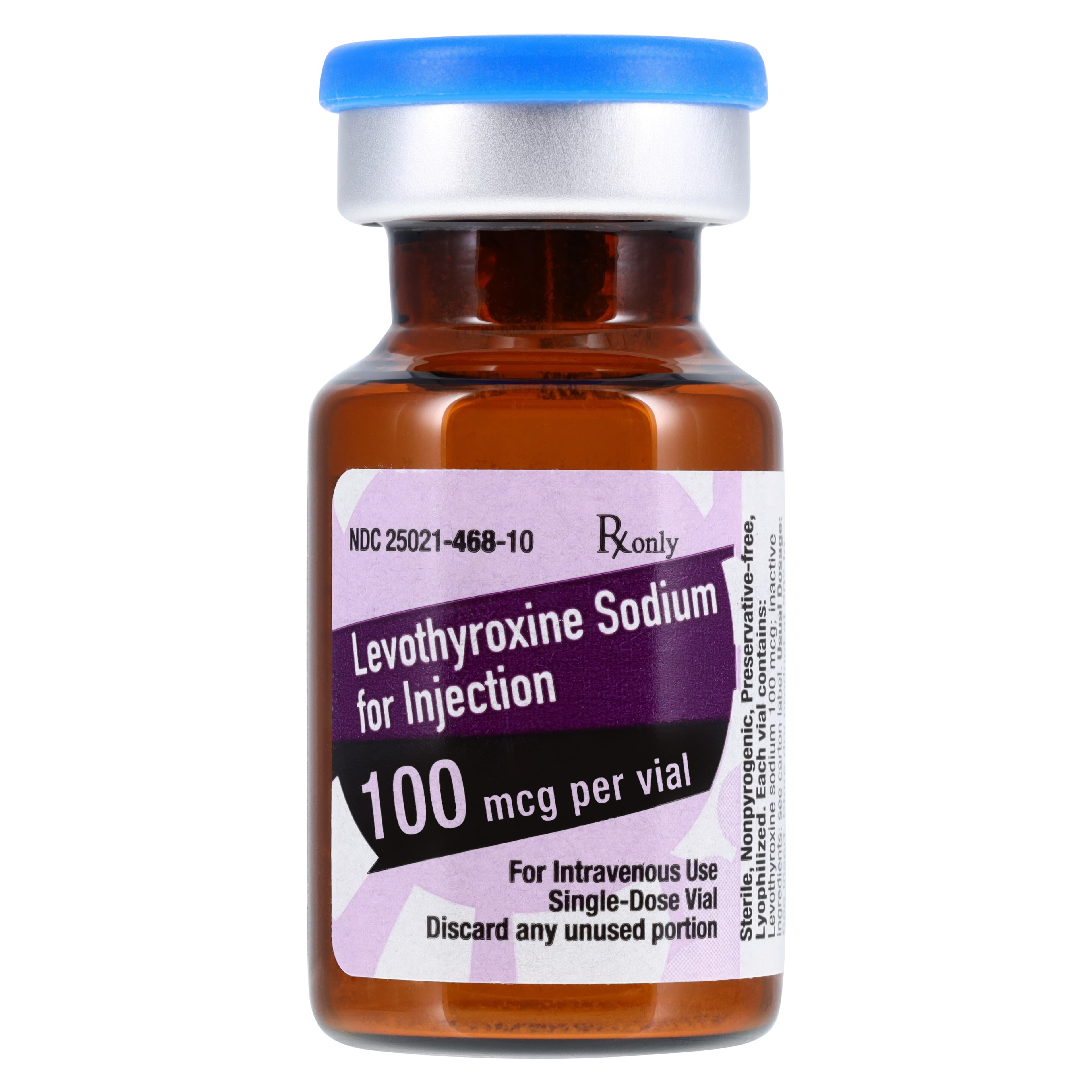 Levothyroxine Sodium Lyophilized Powder for Injection, 100 mcg/vial, Single-Dose Vial, 5 mL, Sagent Pharmaceuticals thumbnail 2