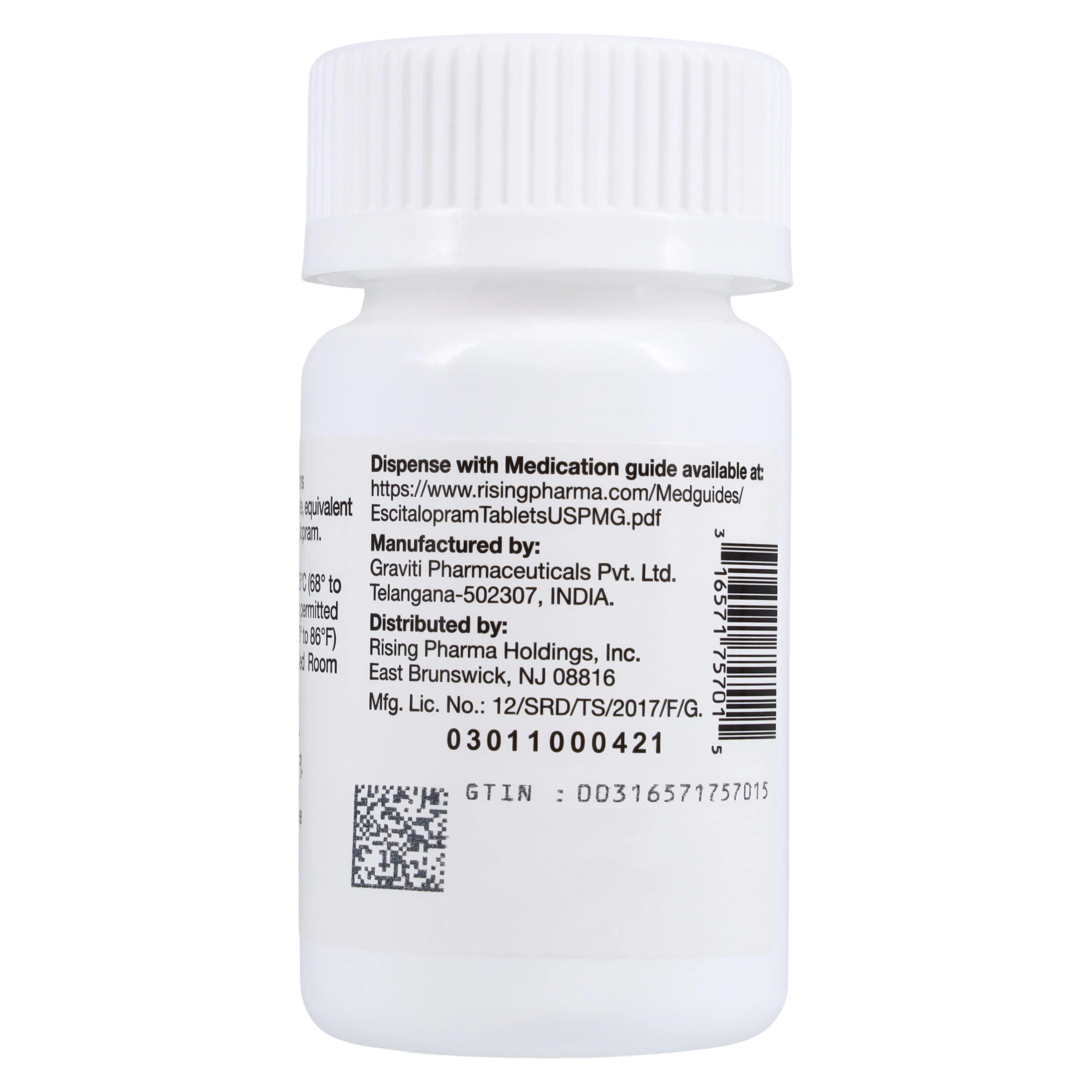 Escitalopram Oxalate Tablets 20mg, 100 Count Bottle (Rising Pharmaceuticals) thumbnail 3