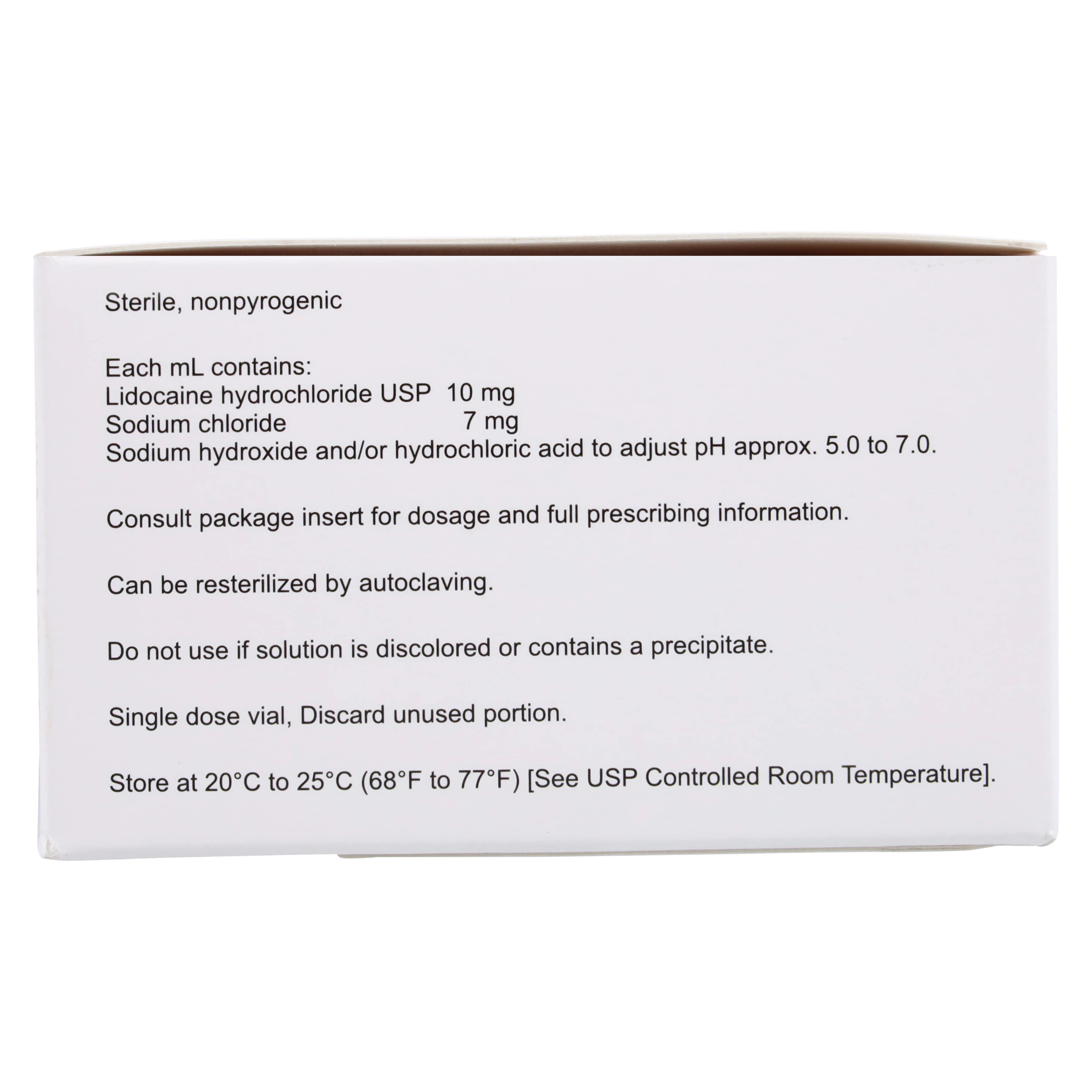 Lidocaine HCl Injection 1% SDV 2mL, 25/Package thumbnail 4