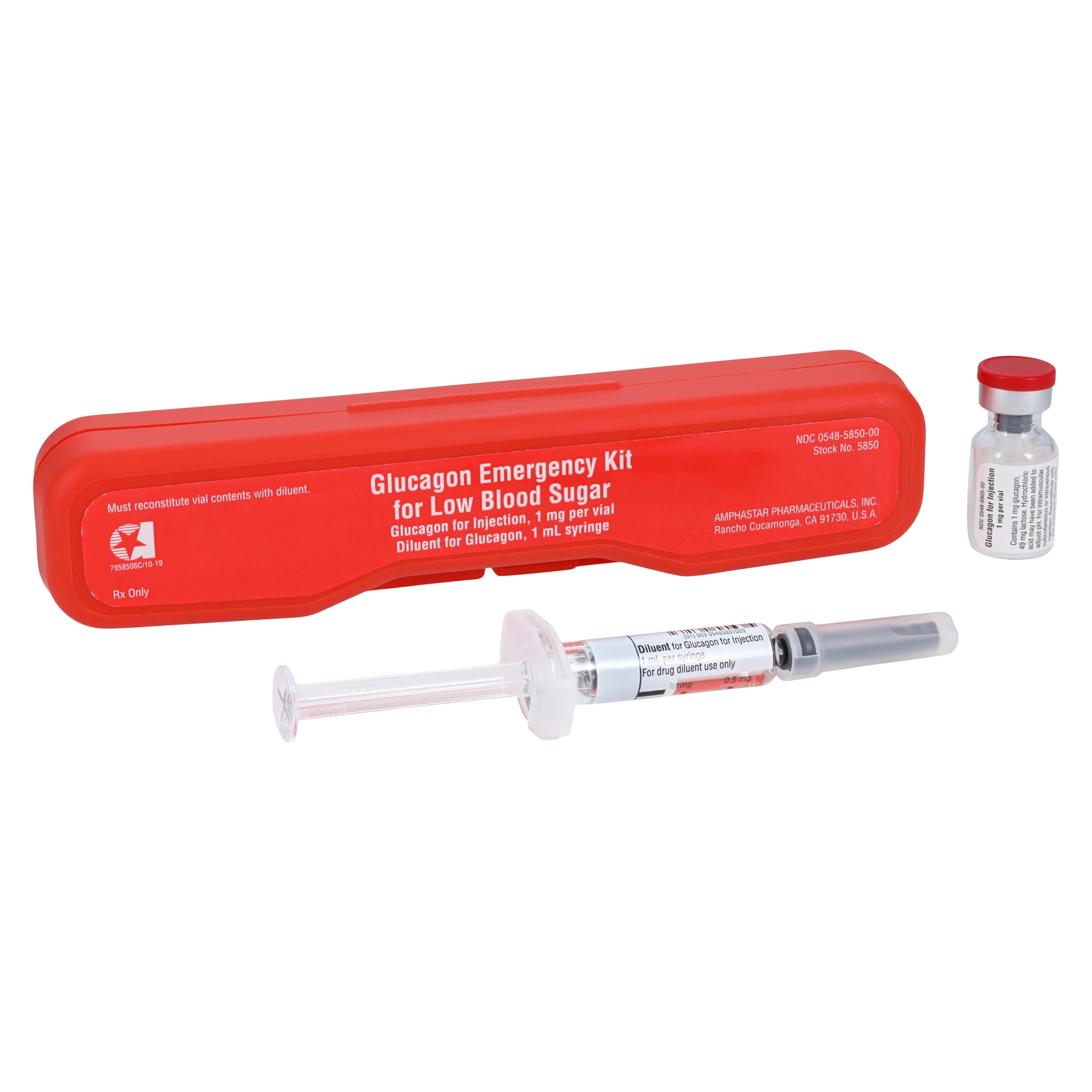 Glucagon Injection 1mg Emergency Kit, 2mL, Amphastar Pharmaceutical thumbnail 2