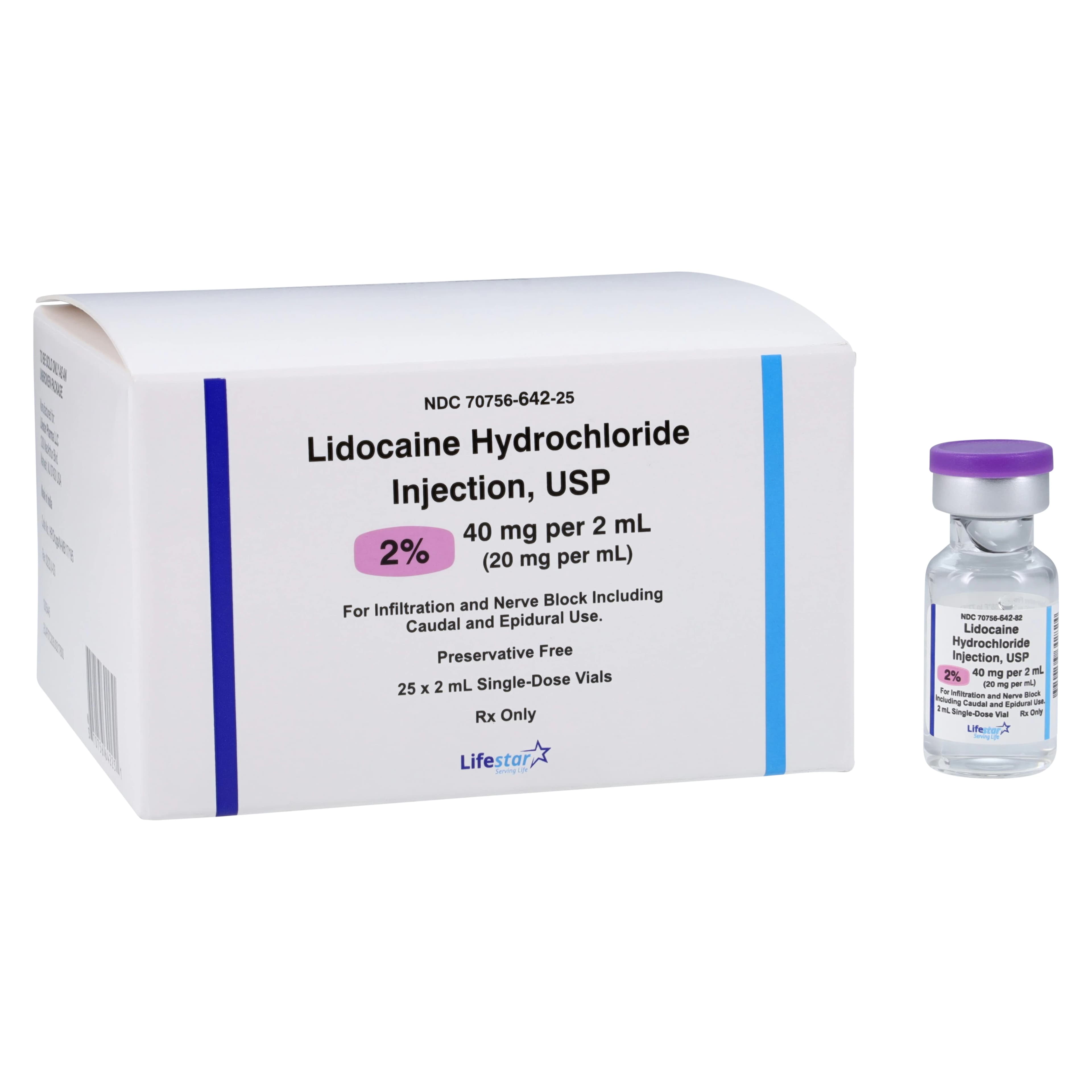 Lidocaine HCl Injection 2% SDV 2mL (25/Package) - Lidocaine HCl Inj SDV 2mL - Image 1