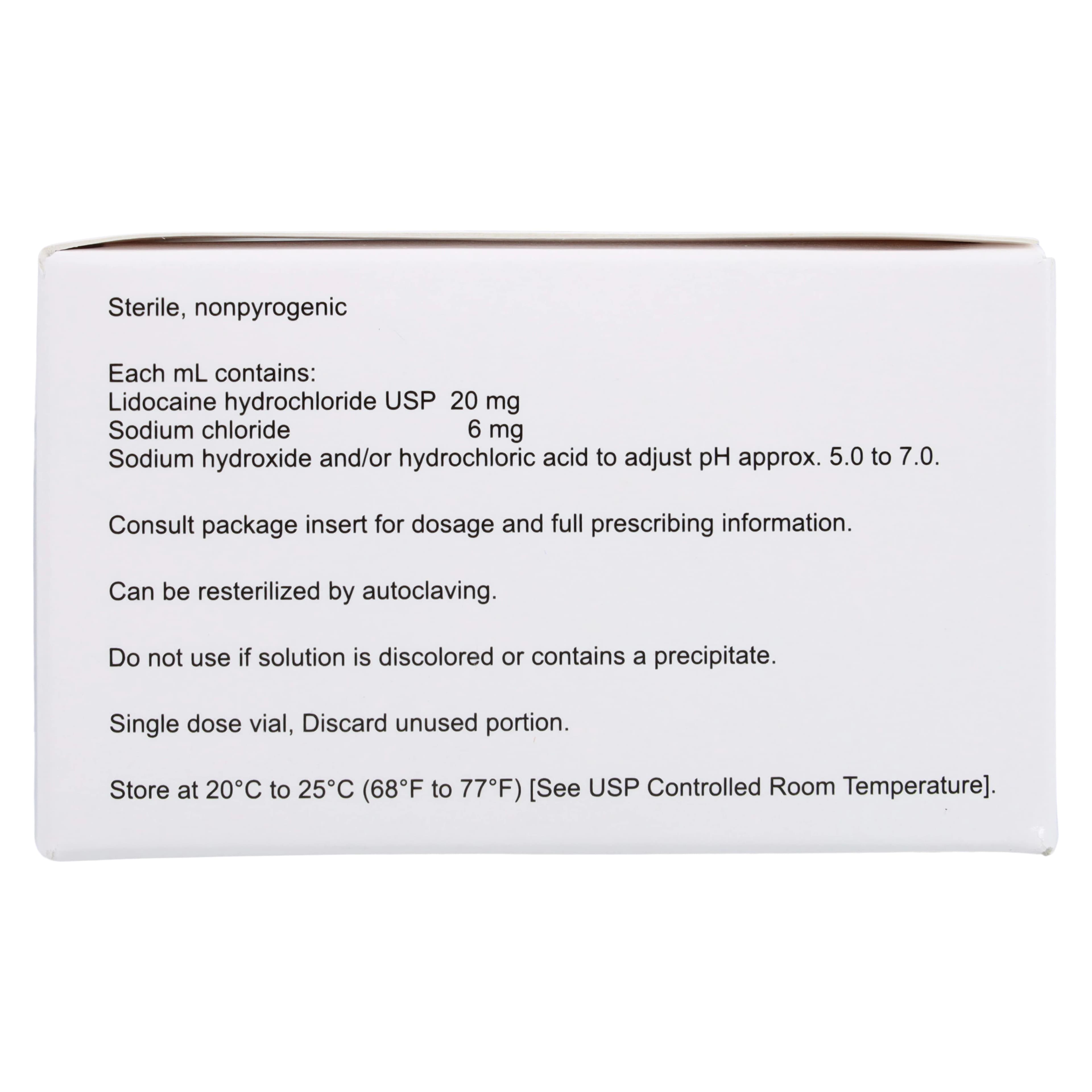 Lidocaine HCl Injection 2% SDV 2mL (25/Package) thumbnail 4