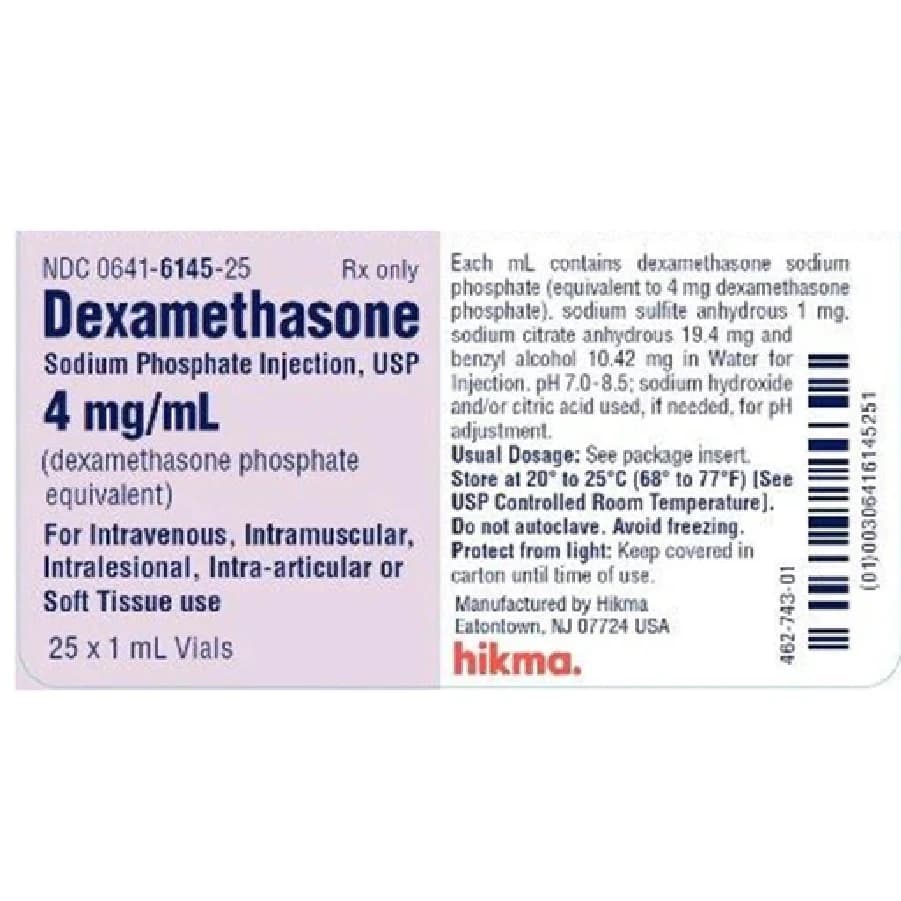 Dexamethasone Sodium Phosphate Injection 4mg/mL SDV 1mL, 25/Package thumbnail 3