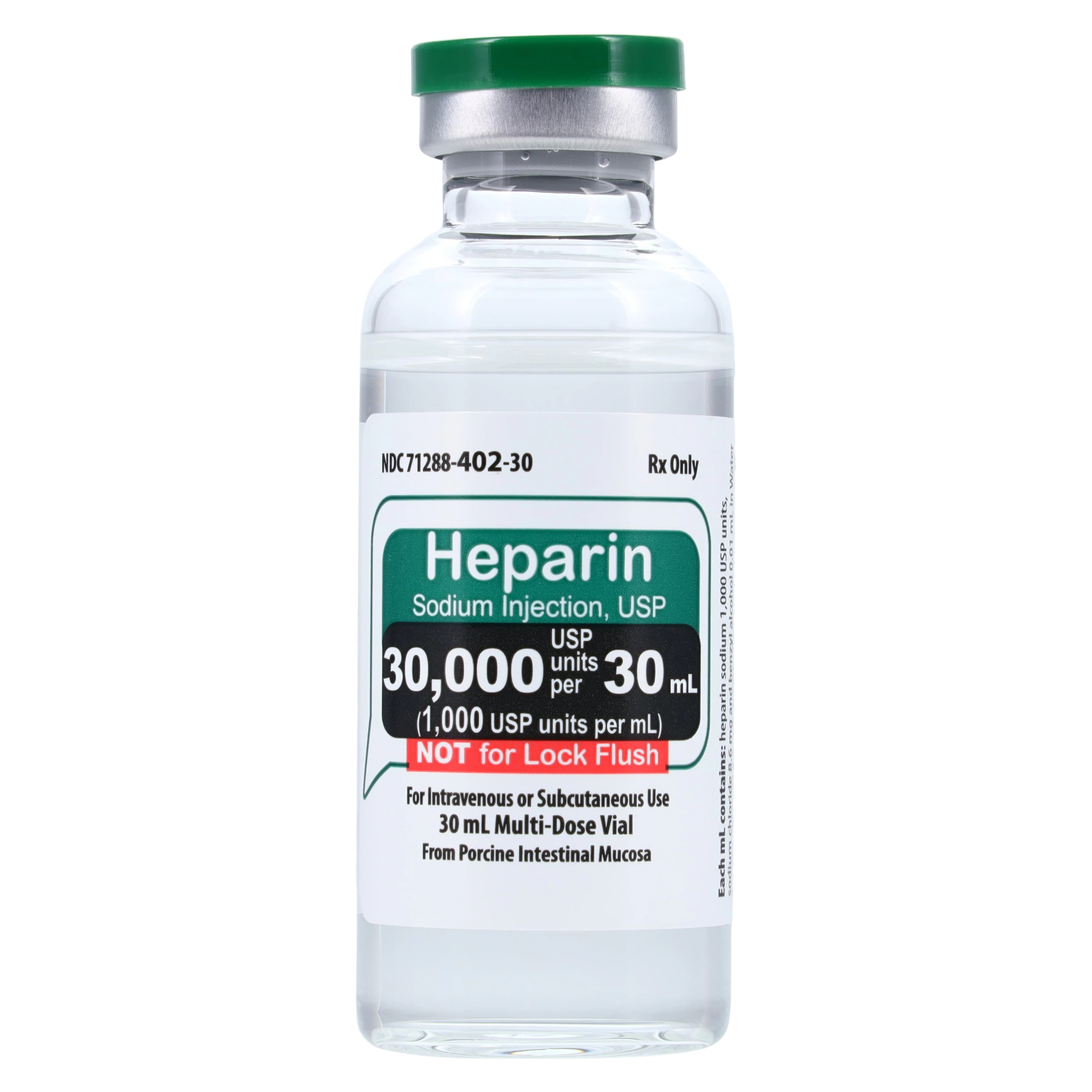 Heparin Sodium (Pork) Injection, 1,000 USP Units/mL, 30 mL Multiple-Dose Vial, 25/Package, Meitheal Pharmaceuticals thumbnail 2