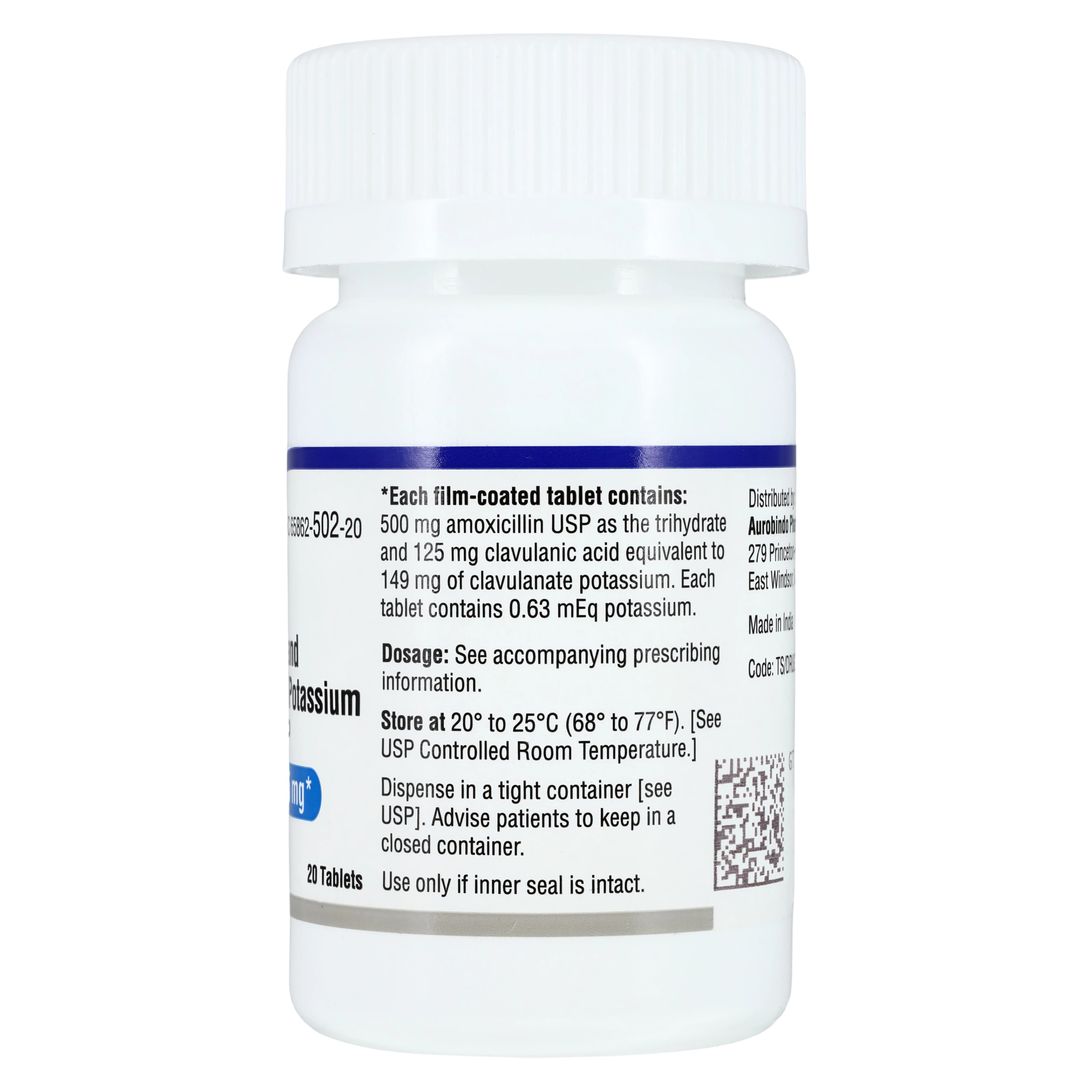 Amoxicillin/Clavulanate Tablets 500/125mg, 20 Tablets/Bottle, Lannett thumbnail 2