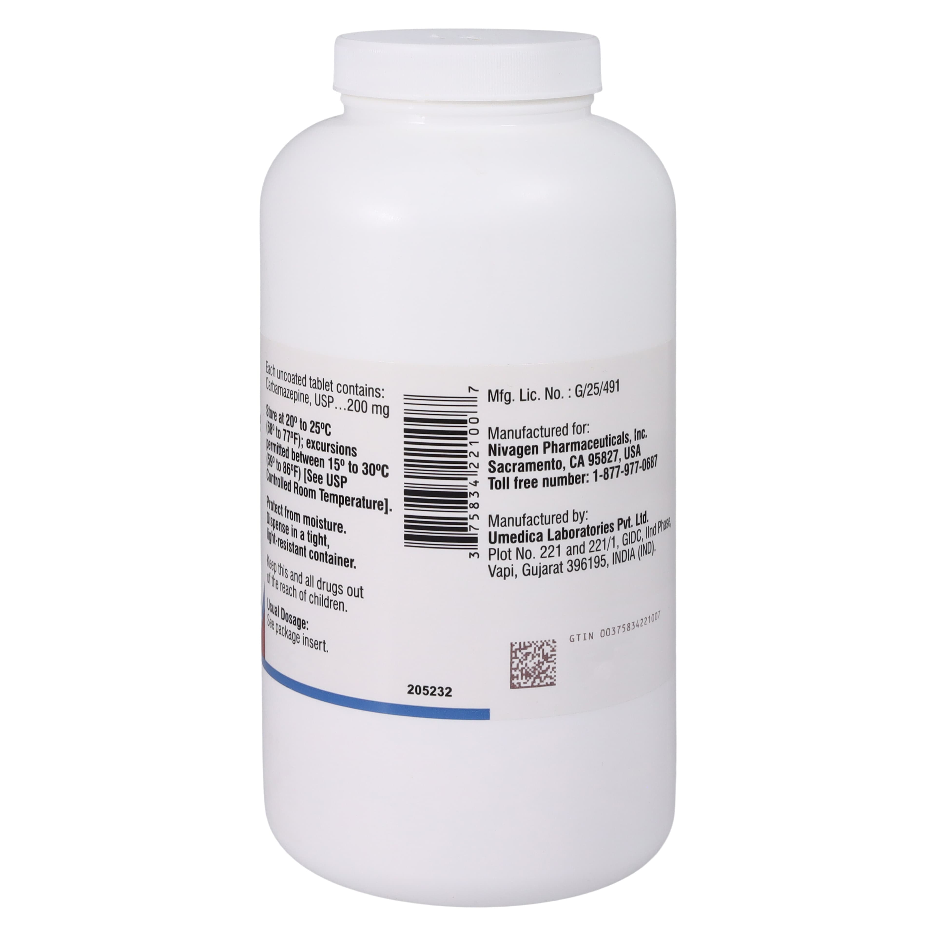 Carbamazepine Tablets, 200mg, 1000/Bottle thumbnail 2