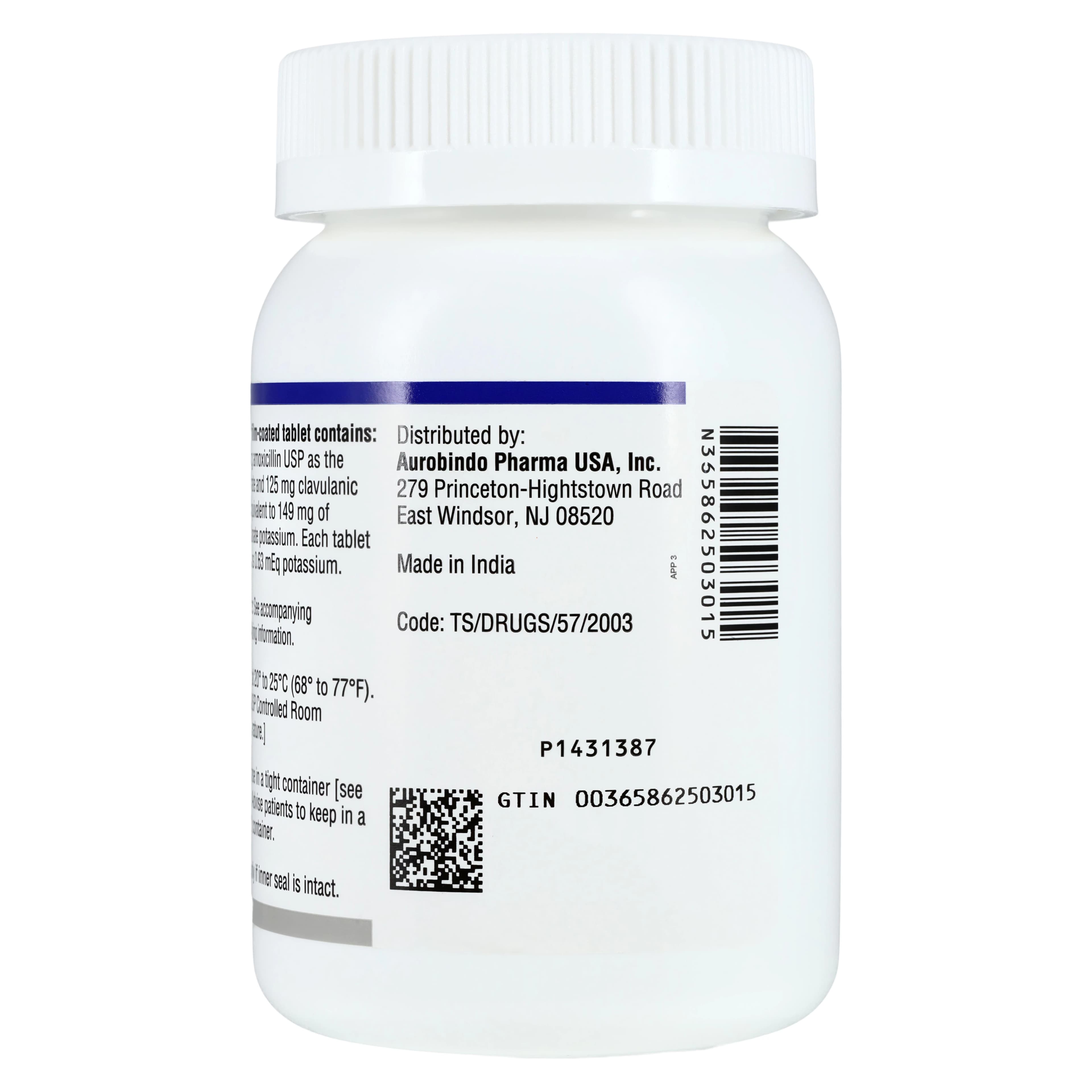 Amoxicillin/Clavulanate Tablets 875mg/125mg, 100 Count Bottle thumbnail 3