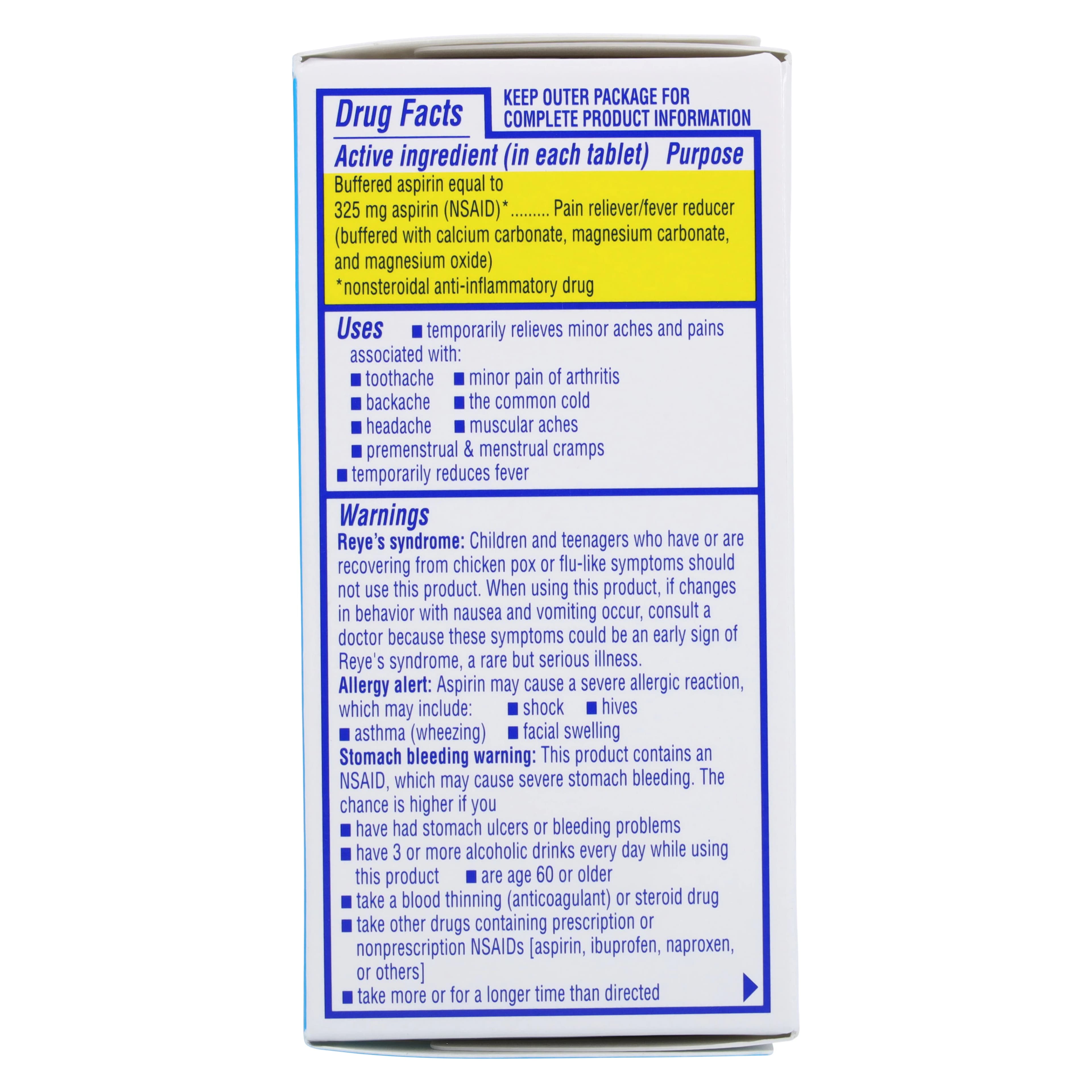 Aspirin Buffered Tablets, 325 mg, 100 Tablets per Bottle thumbnail 2