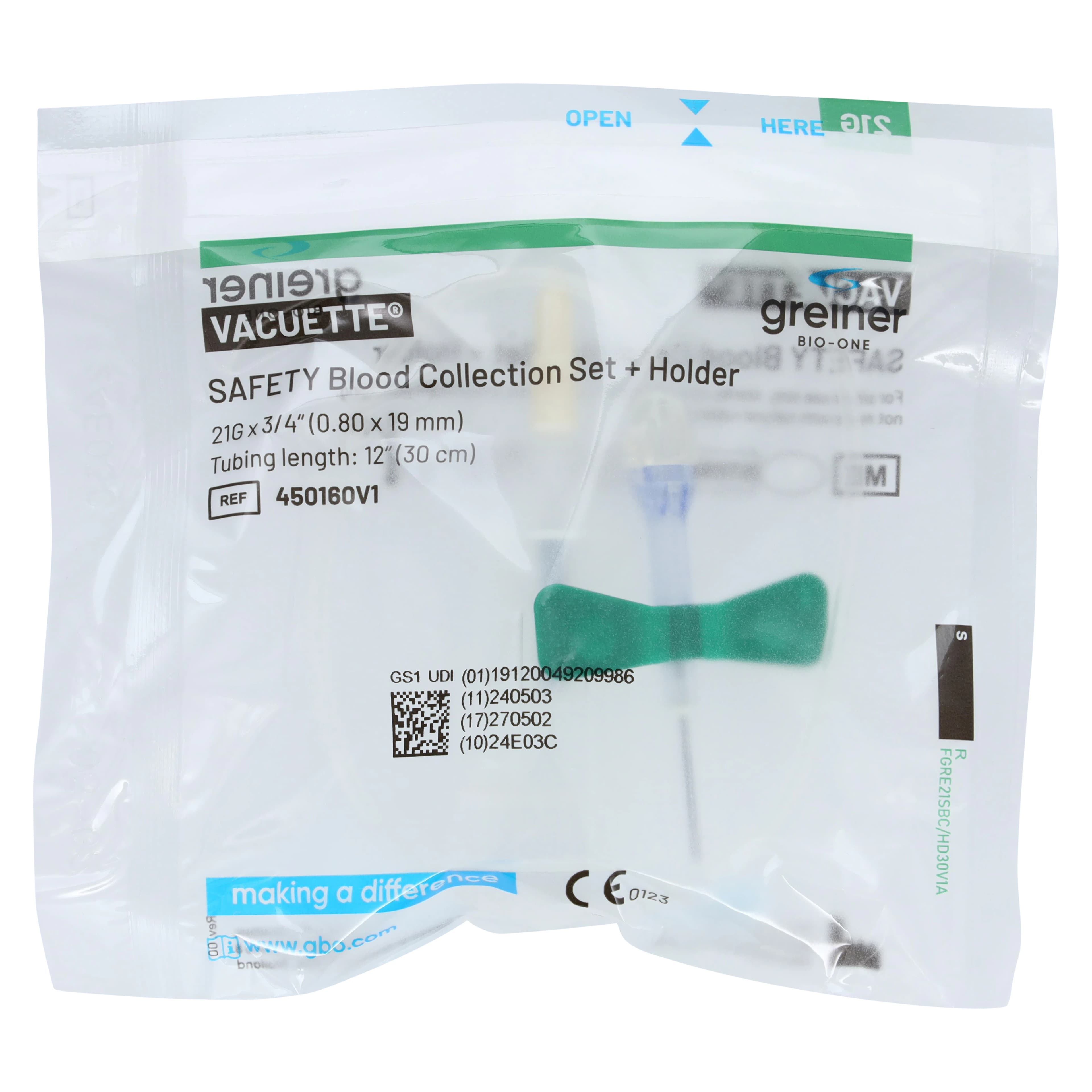 Greiner Bio-One Vacuette Blood Collection Set, 21G x 3/4", Safety Green, 35/Box thumbnail 2
