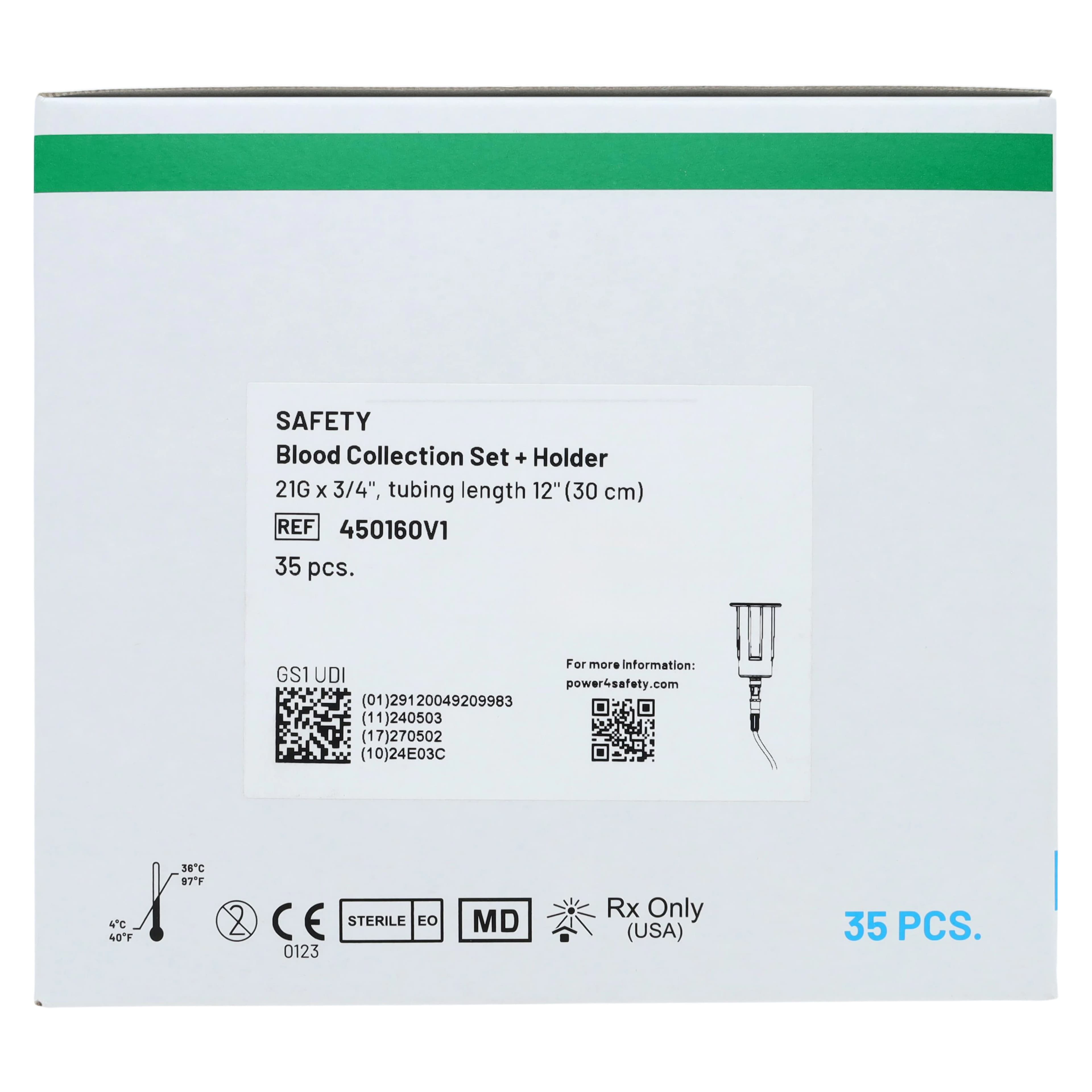 Greiner Bio-One Vacuette Blood Collection Set, 21G x 3/4", Safety Green, 35/Box thumbnail 8