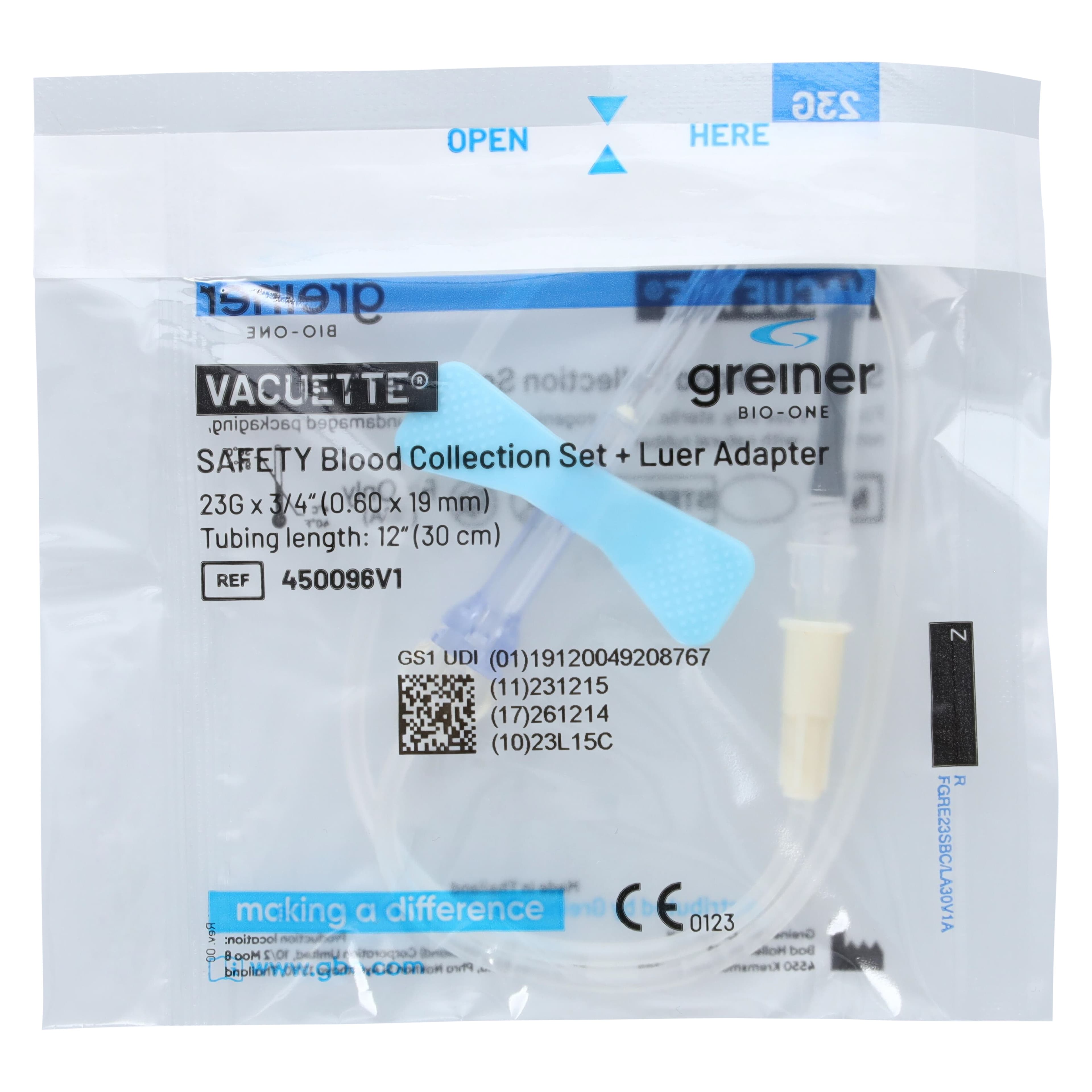 Vacuette Blood Collection Set, 23G x 30cm, Safety Blue, 90/Box thumbnail 3