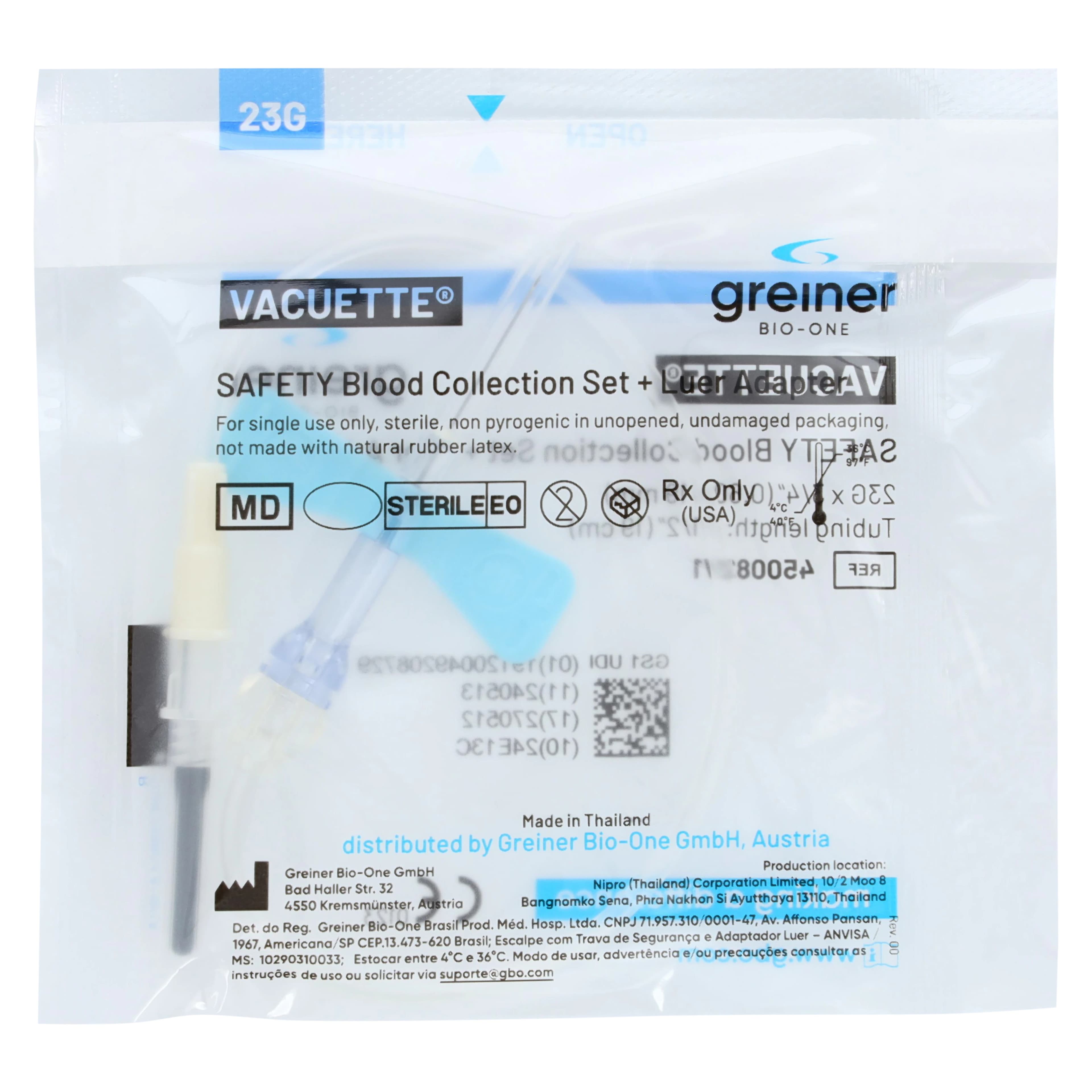 Vacuette Blood Collection Set, 23G x 3/4", Safety Blue, 90/Box thumbnail 3