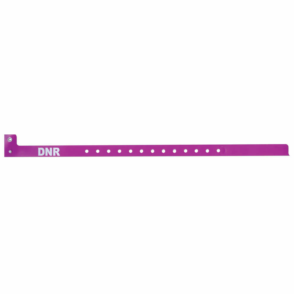 Sentry Superband Alert Wristband, DNR Pre-Printed, Poly, Permanent Snap, Adult, Purple, 13" Narrow, Disposable, 500/Box - Sentry Alert Band DNR - Image 1