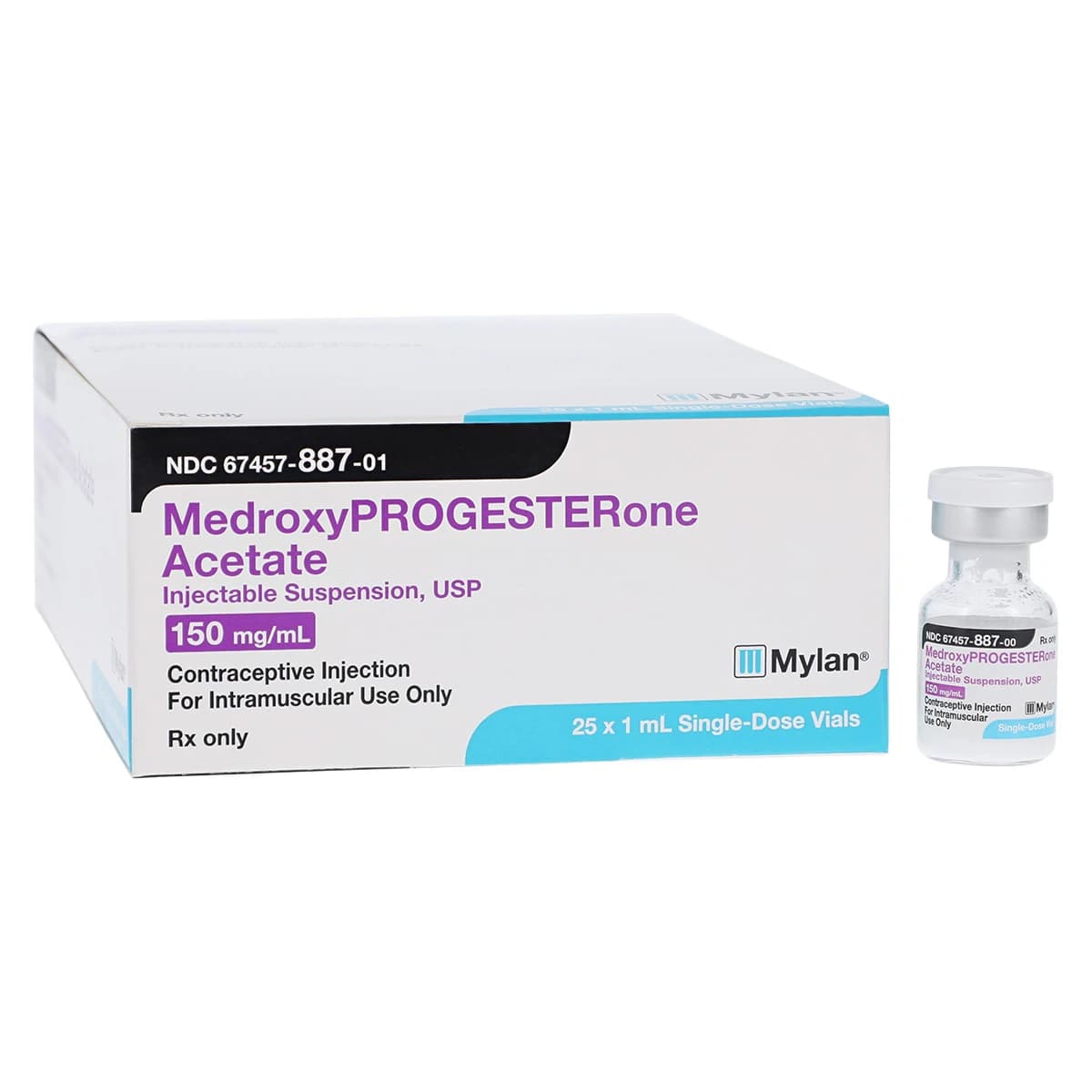 Medroxyprogesterone Acetate Injection 150 mg/mL, Single-Dose Vial, 1 mL, 25/Package (Xiromed) thumbnail 2