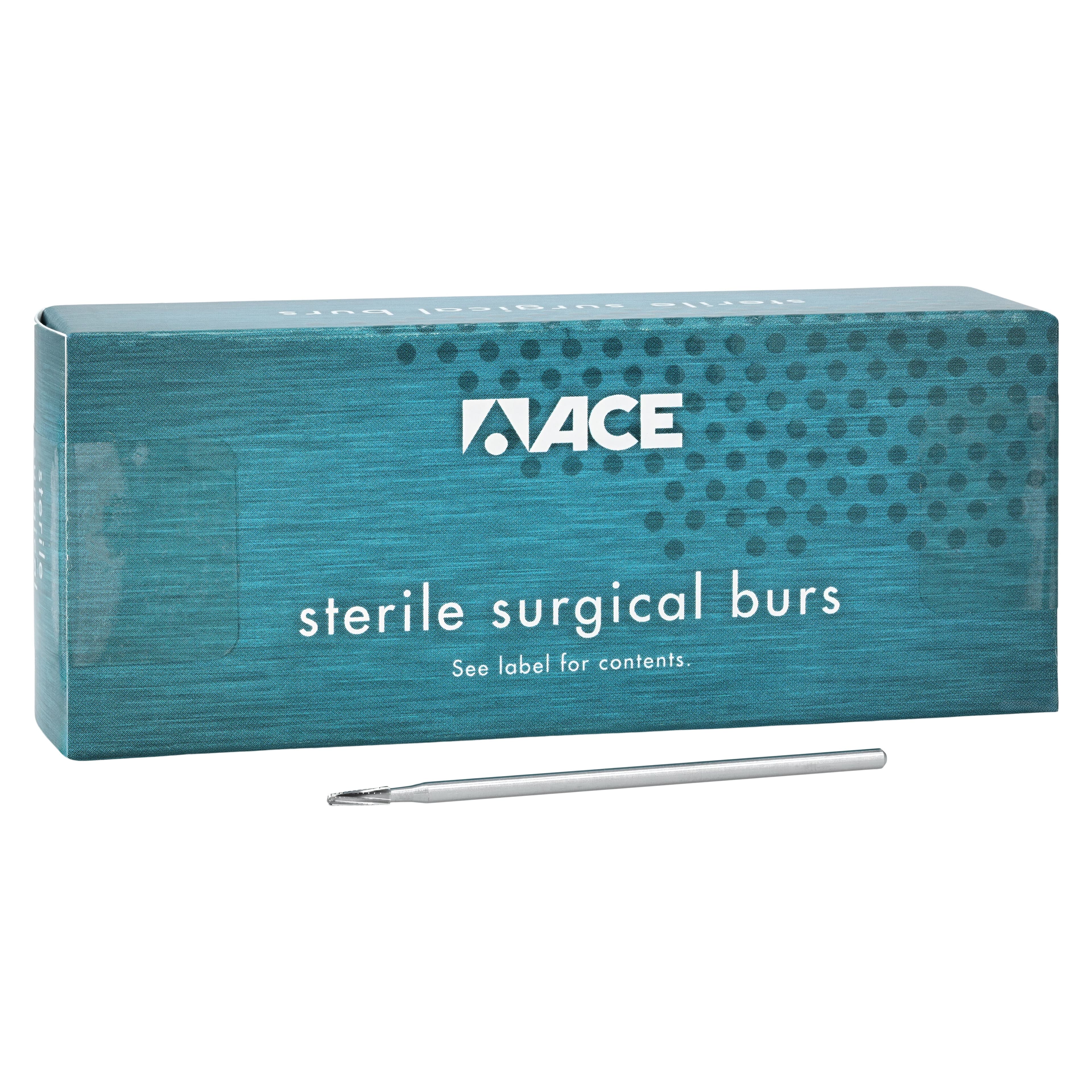 Ace Surgical Bur Taper Dome #1703L, 2.1mm Head, 65mm, Sterile, Single Use, Taper Shank, 10/Pk thumbnail 2