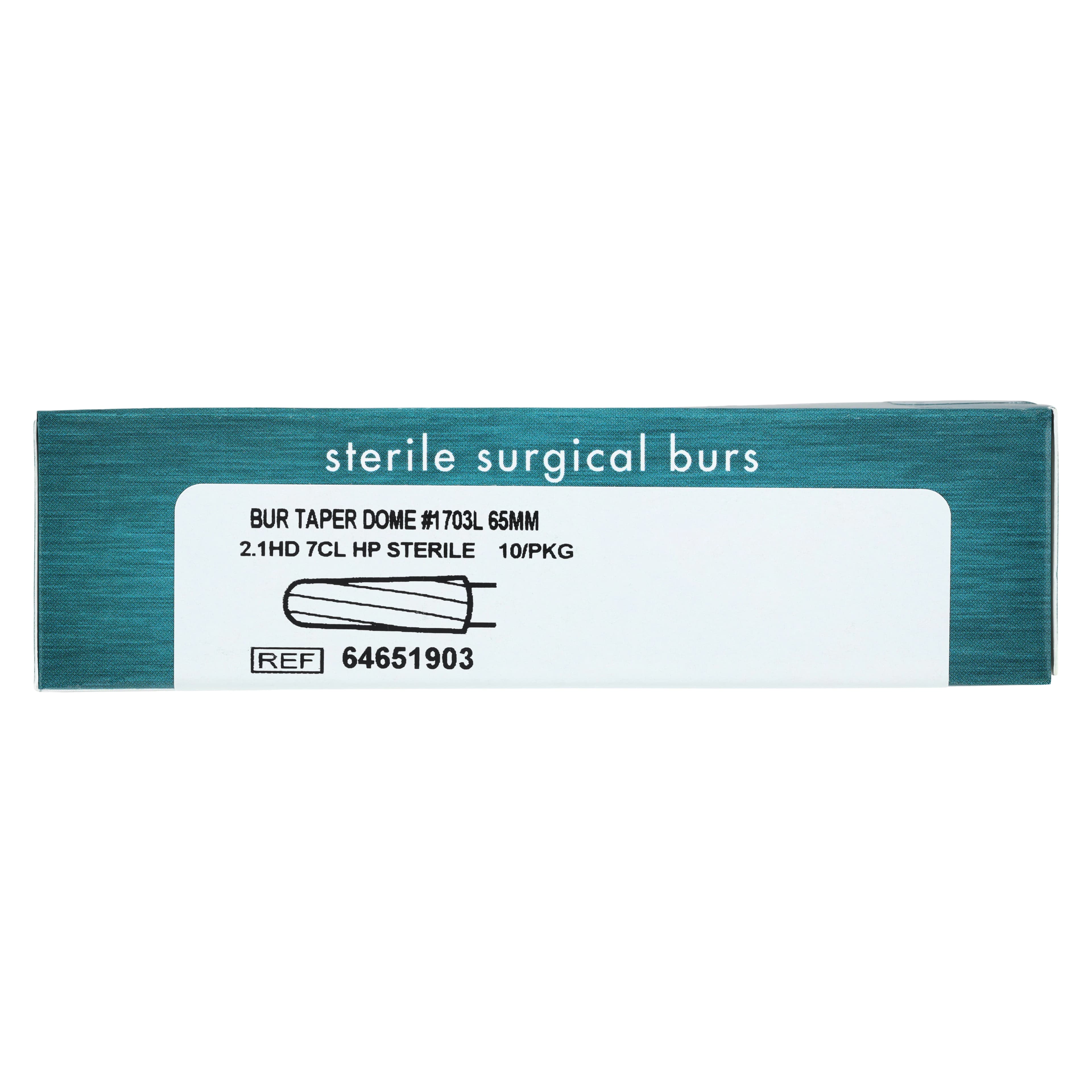 Ace Surgical Bur Taper Dome #1703L, 2.1mm Head, 65mm, Sterile, Single Use, Taper Shank, 10/Pk thumbnail 6