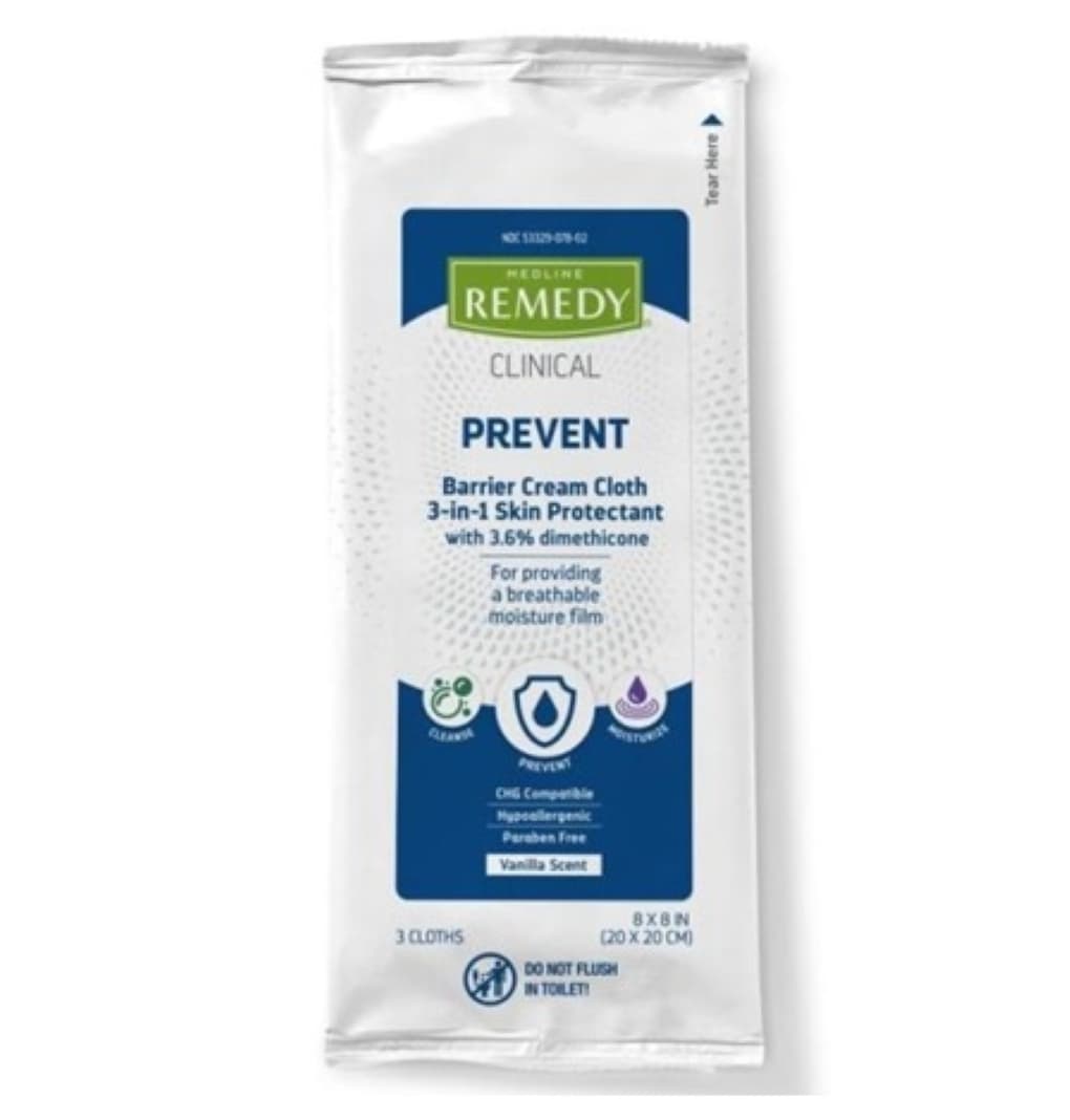 Remedy Barrier Cream Cloth, 3.6% Dimethicone, Scented, Alcohol/Paraben Free, Hypoallergenic, 45/Case - Cloth 3.6% Dimethicone - Image 1