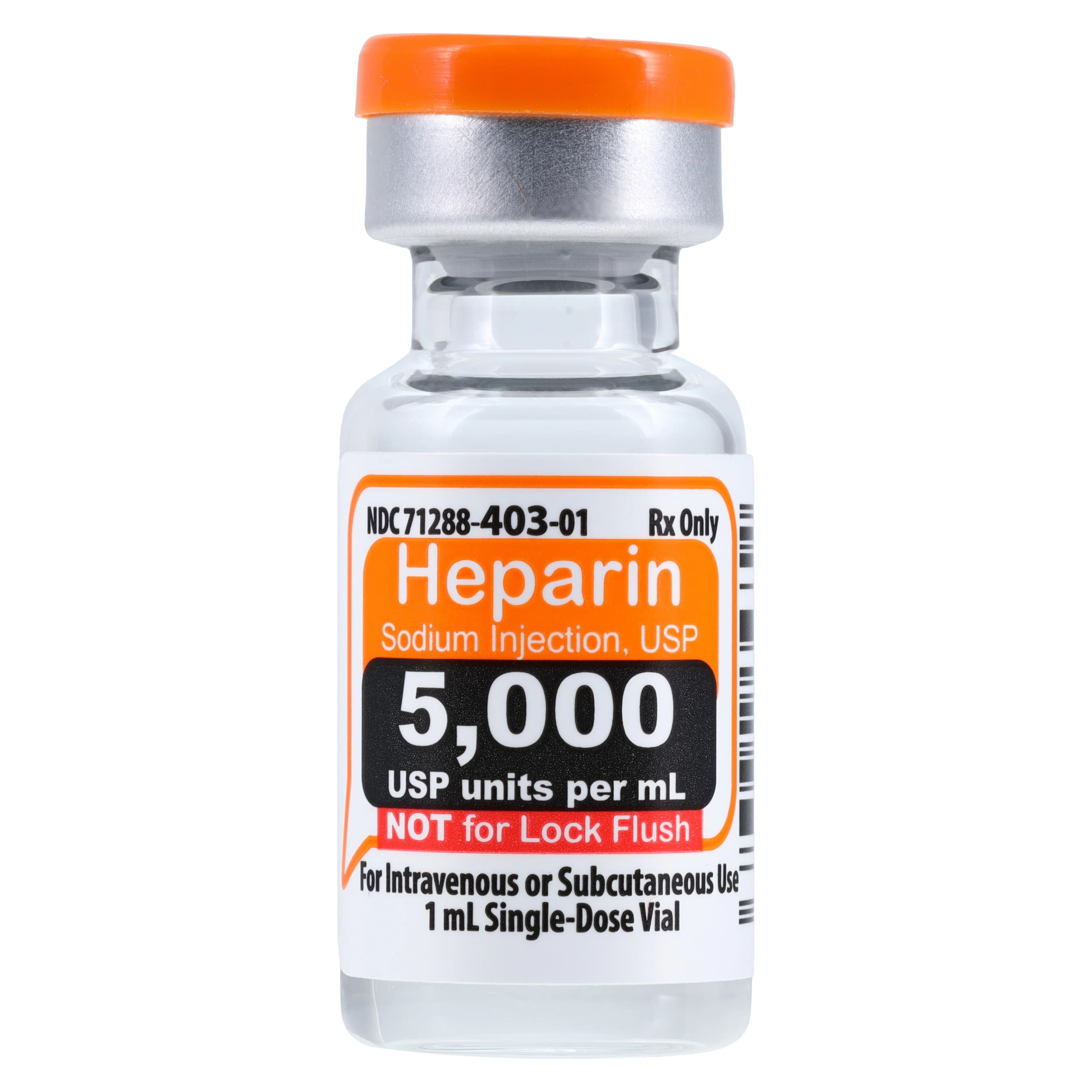 Heparin Sodium (Pork) Injection, 5,000 USP Units/mL, Single-Dose Vial, 1 mL, 25/Pkg thumbnail 2