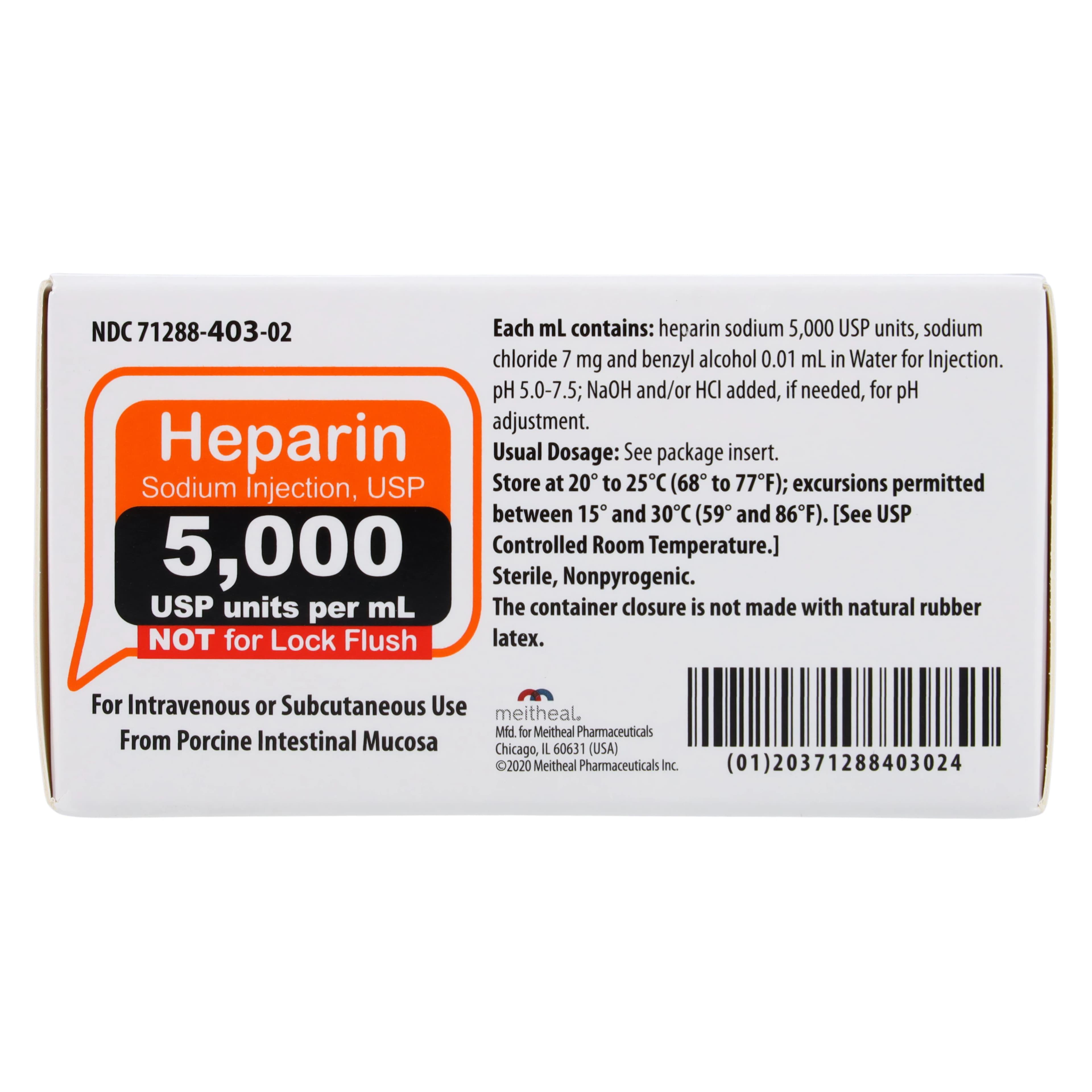 Heparin Sodium (Pork) Injection, 5,000 USP Units/mL, Single-Dose Vial, 1 mL, 25/Pkg thumbnail 4