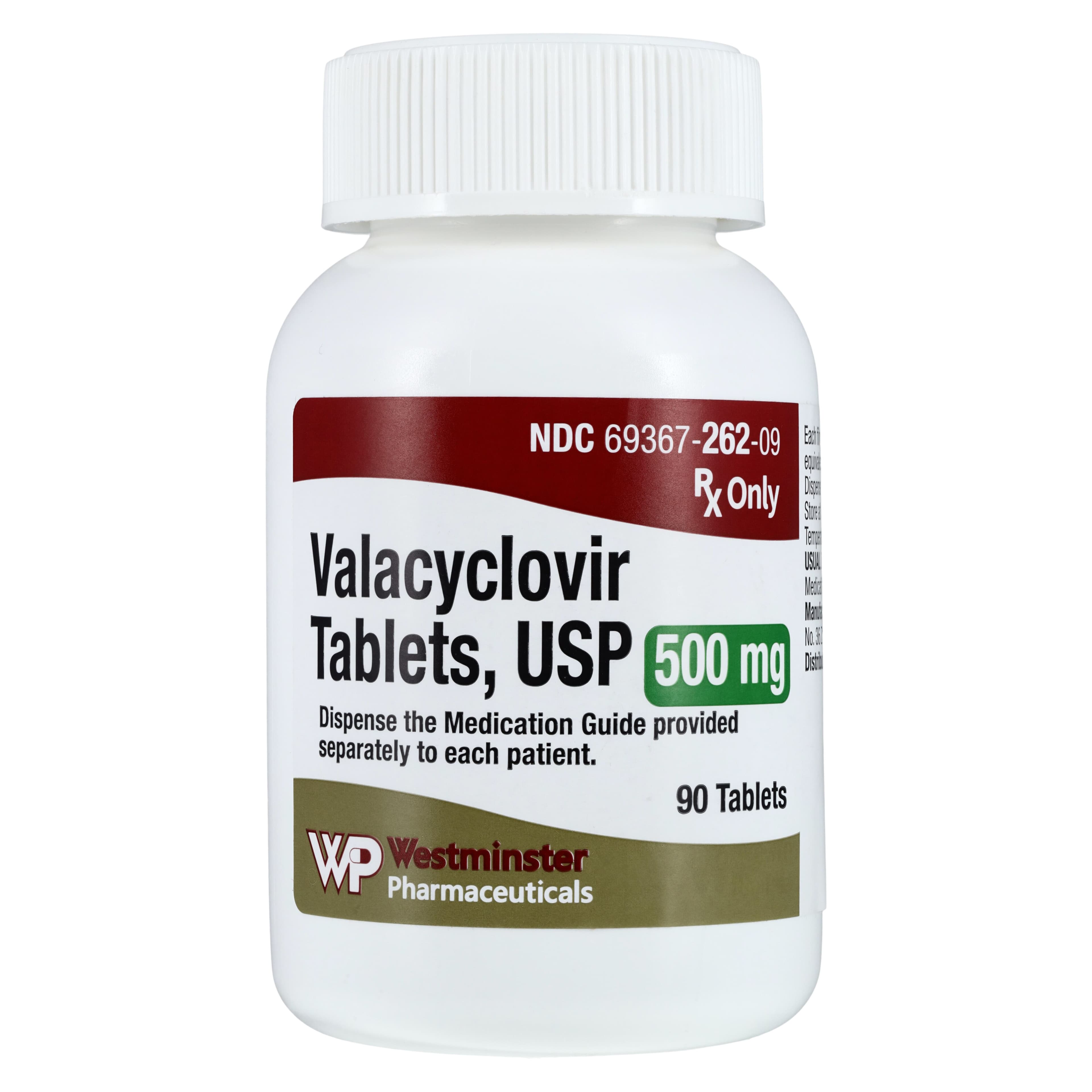Valacyclovir HCl Tablets, 500mg, 90/Bottle - Valacyclovir HCl Tablets - Image 1