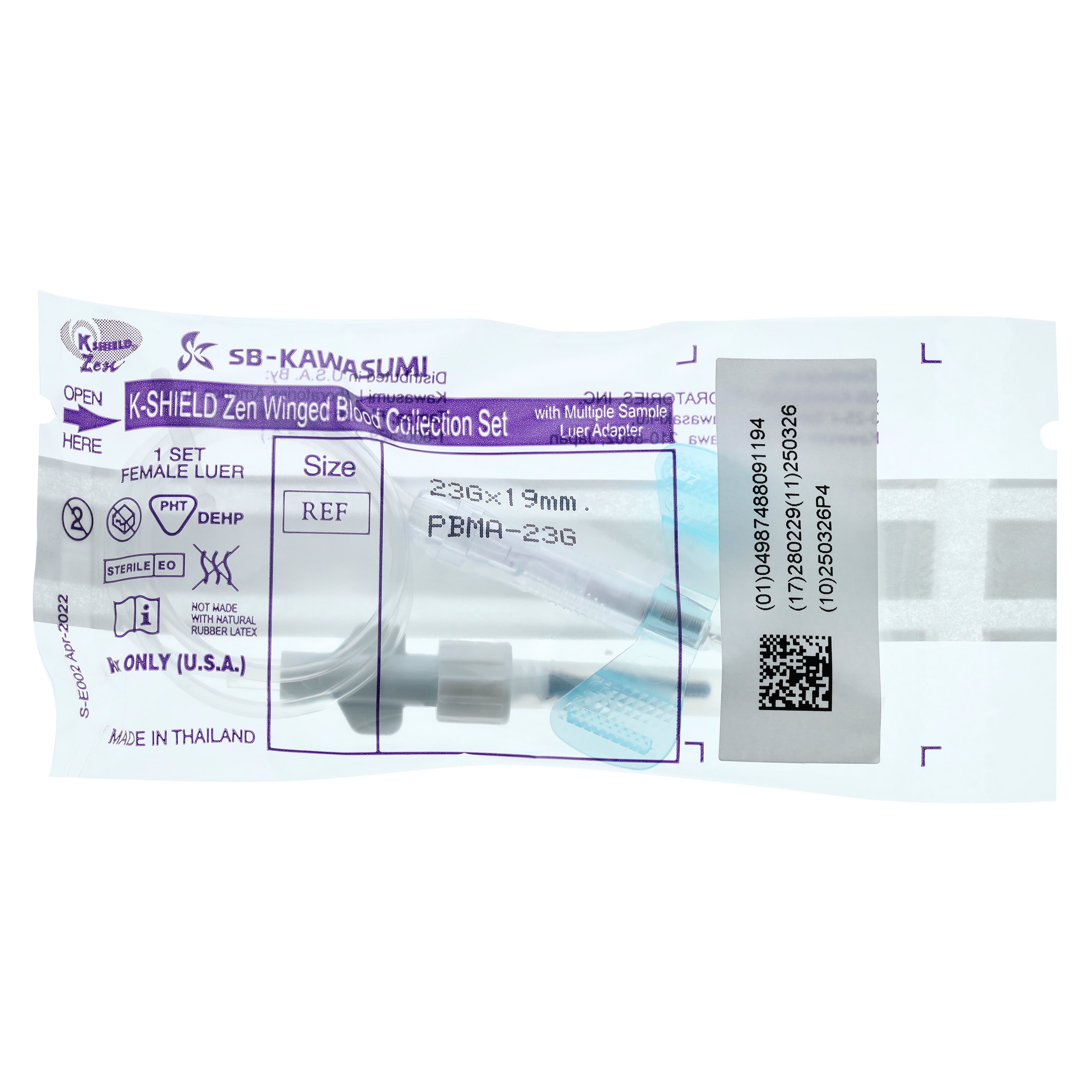 K-Shield Blood Collection Set, 23G x 3/4" Winged, 12" Tubing, Safety Multi-Sample, Sterile, 200/Case thumbnail 2
