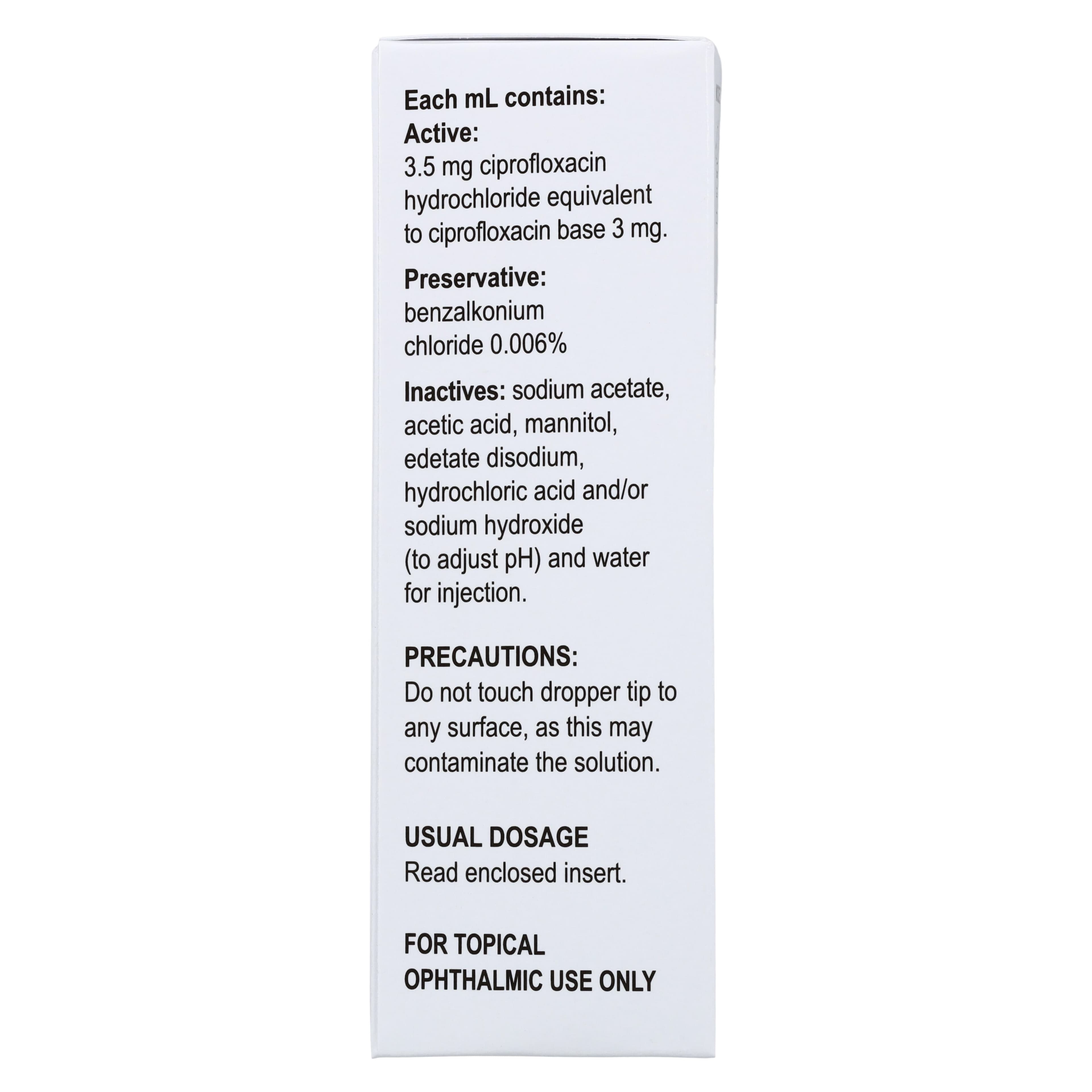 Ciprofloxacin HCl Ophthalmic Solution 0.3%, 10mL Bottle, Each thumbnail 5