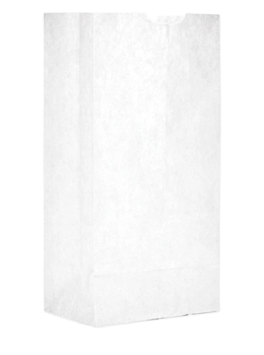 Heavy Duty White Paper Bag #4, 30 lb, 5" x 3-1/3" x 9-3/4", Pack of 500 - Heavy Duty White Paper Bag #4 30lb 5" x 3-1/3" x 9-3/4" Pack of 500 - Image 1