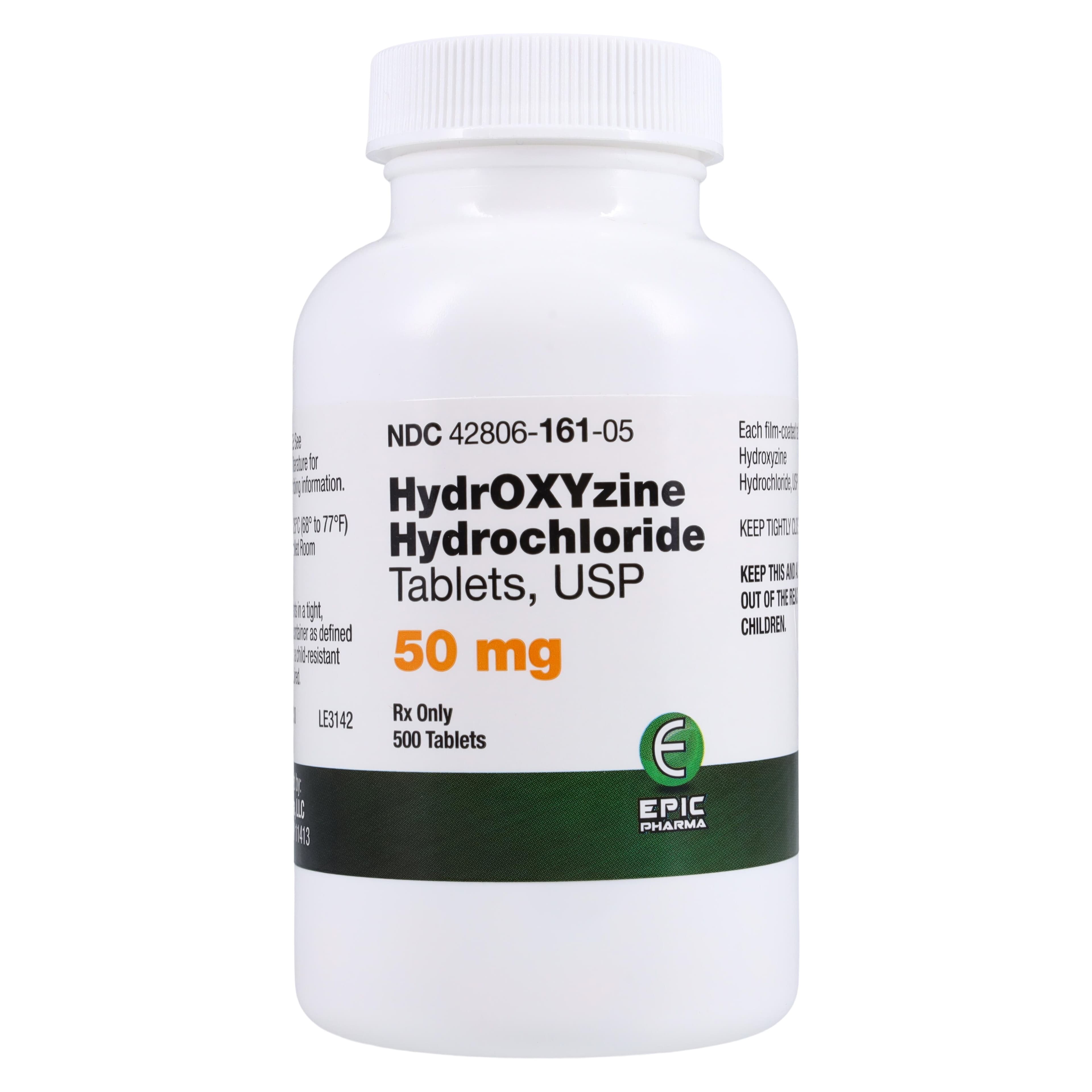 Hydroxyzine HCl Tablets, 50mg, 500/Bottle, Epic Pharma - Hydroxyzine HCl Tablets - Image 1
