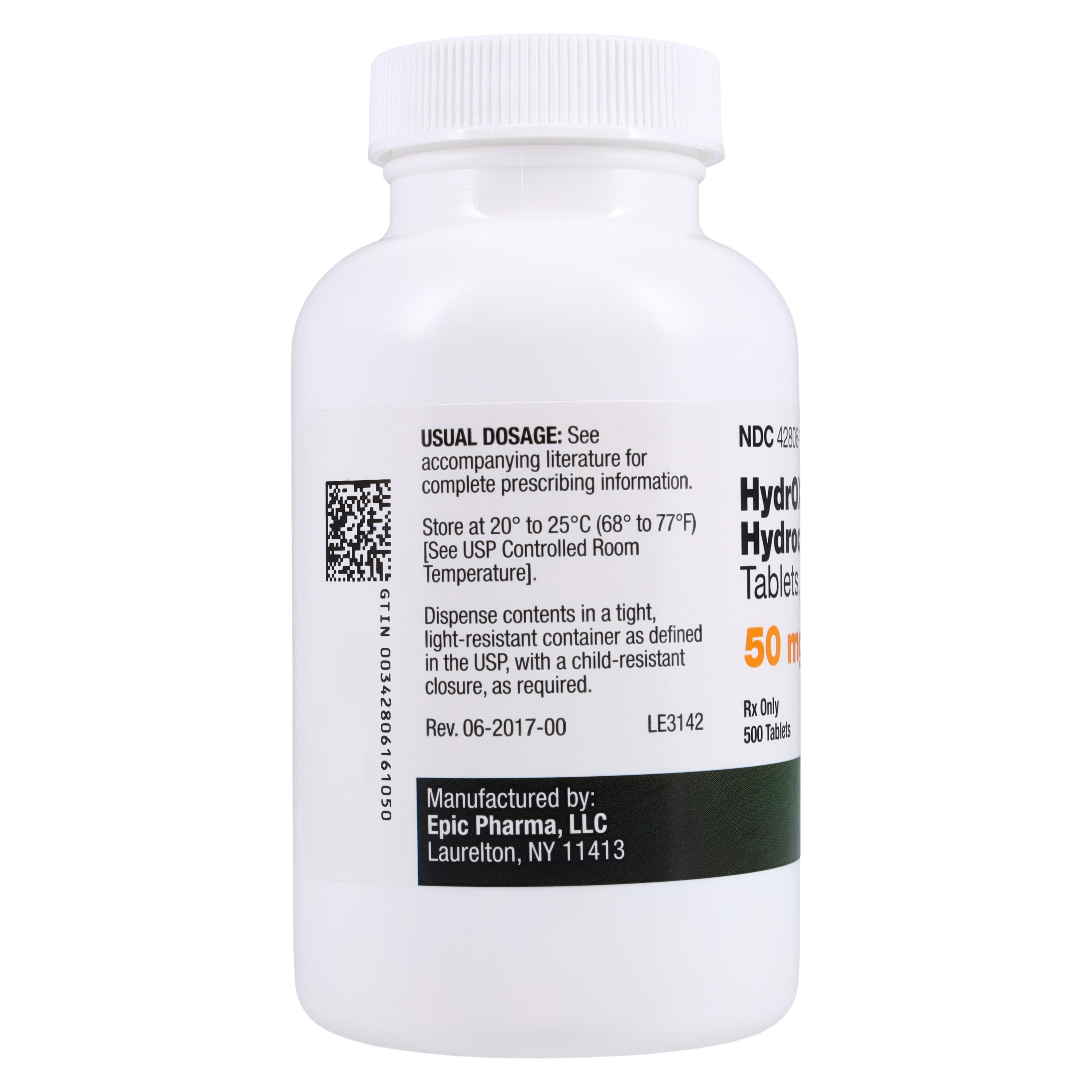 Hydroxyzine HCl Tablets, 50mg, 500/Bottle, Epic Pharma thumbnail 2