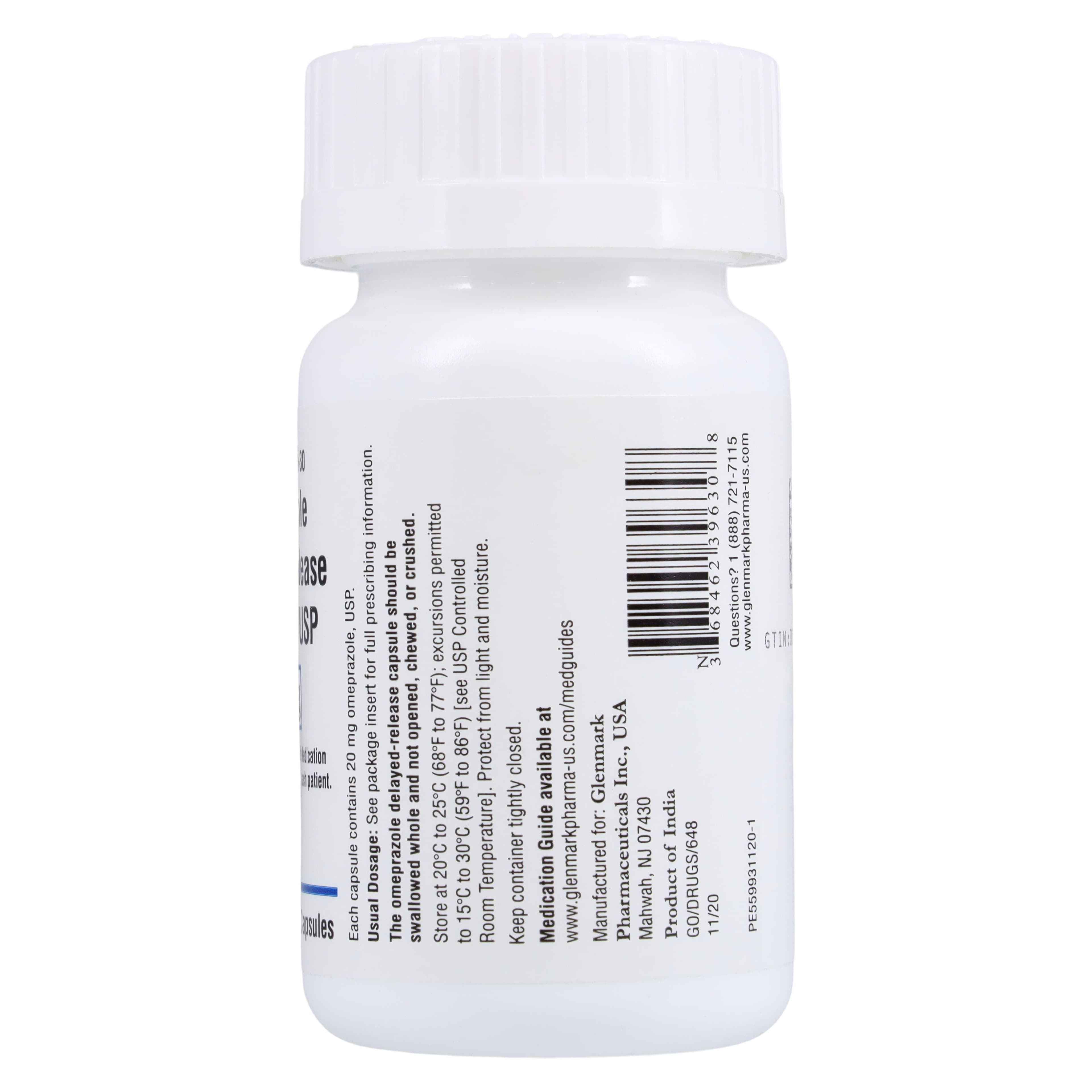 Omeprazole DR Capsules, 20mg, 30/Bottle, Glenmark Pharmaceuticals thumbnail 2