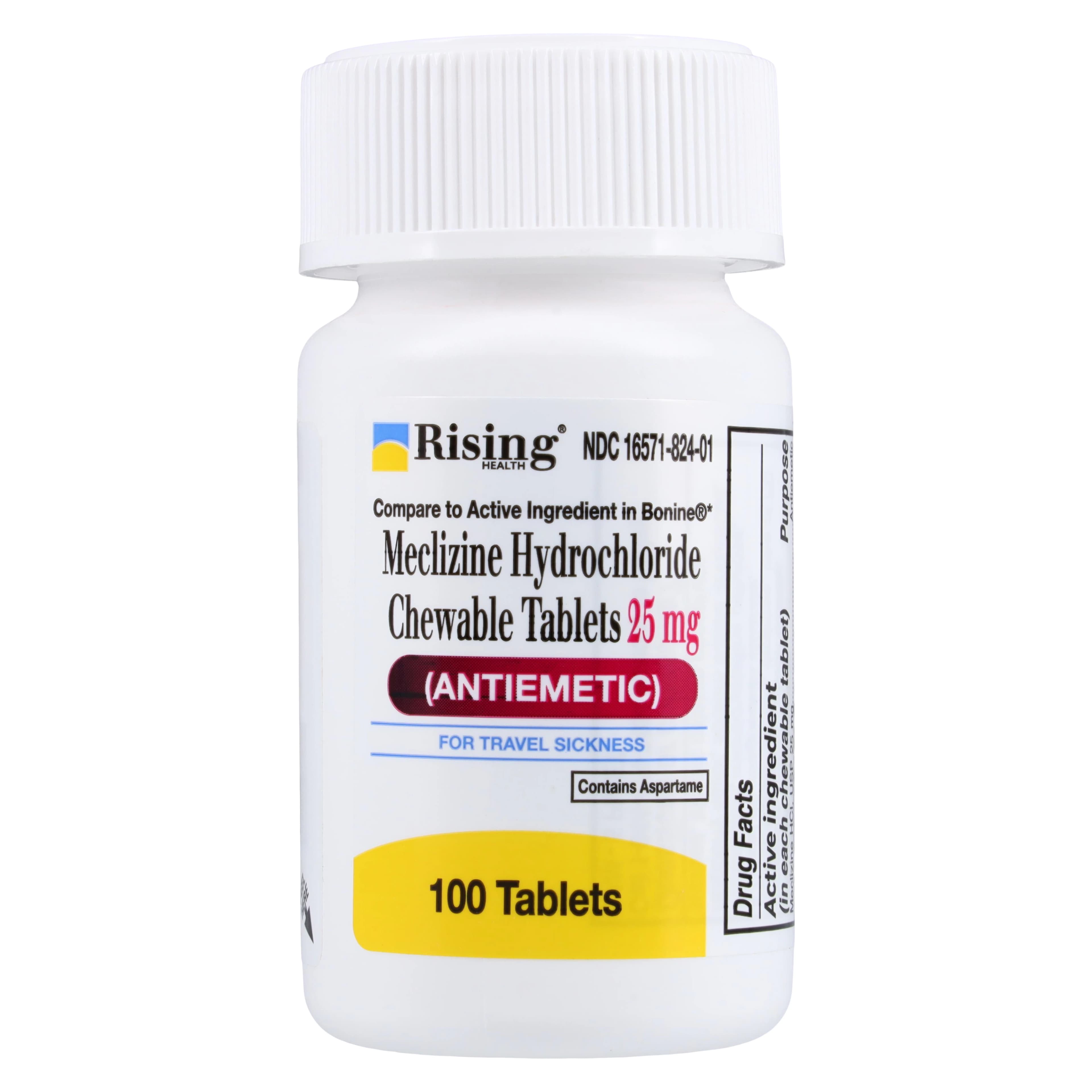 Meclizine HCl Chewable Tablets, 25mg, 100/Bottle - Meclizine HCl Chewable Tablets - Image 1