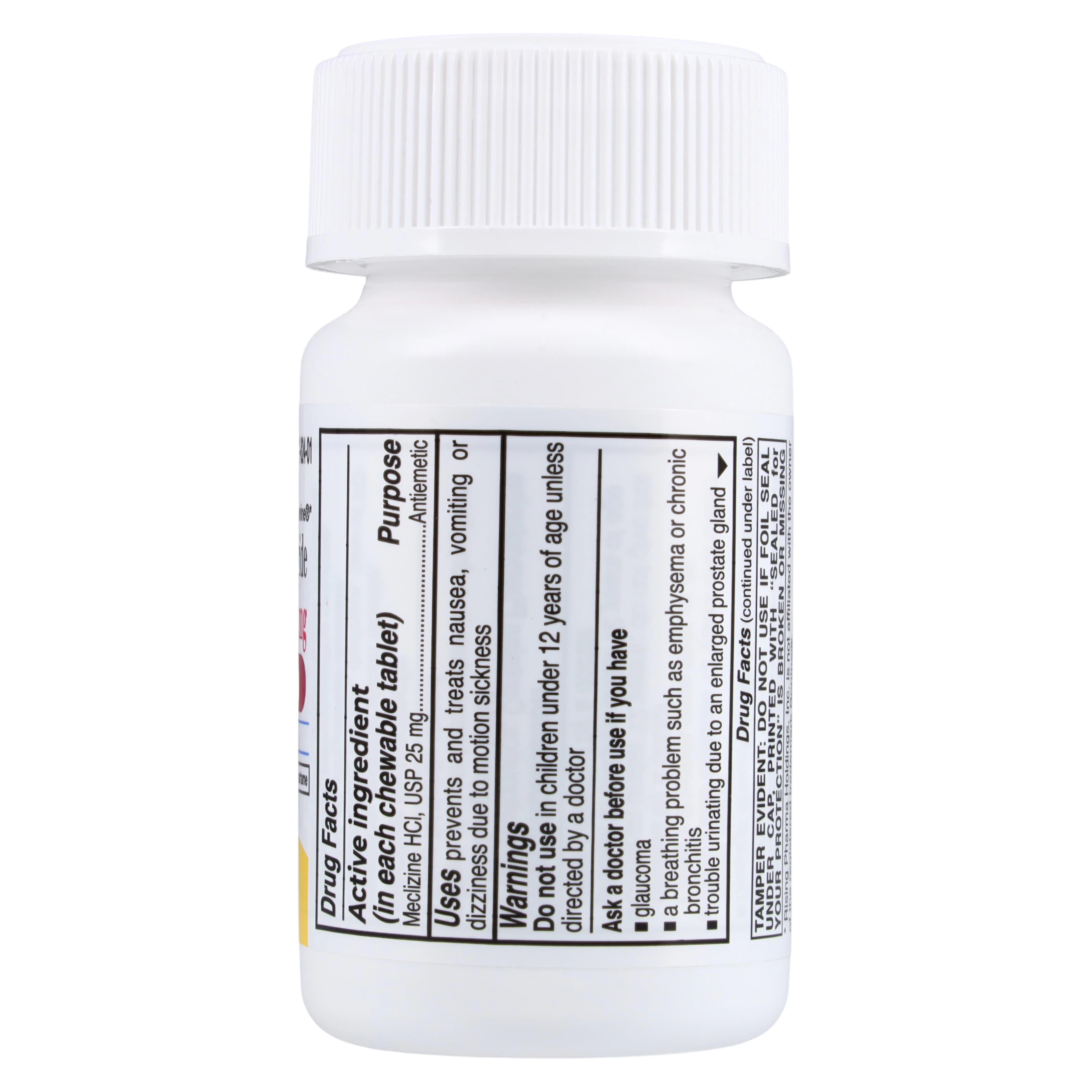 Meclizine HCl Chewable Tablets, 25mg, 100/Bottle thumbnail 2