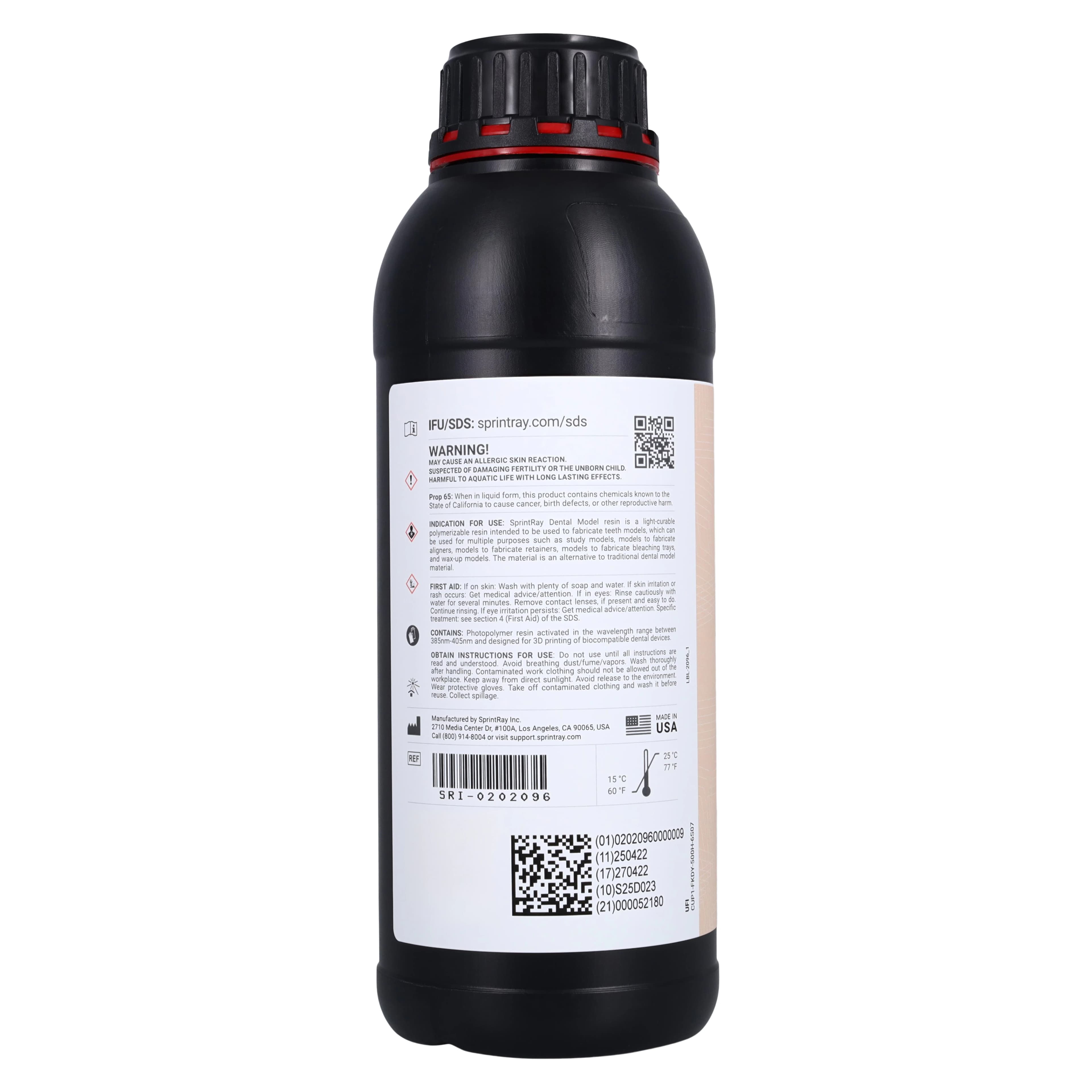 SprintRay Dental Model 3D Printing Resin, Stone Shade, 1 kg Bottle, SRI-0202096 thumbnail 2