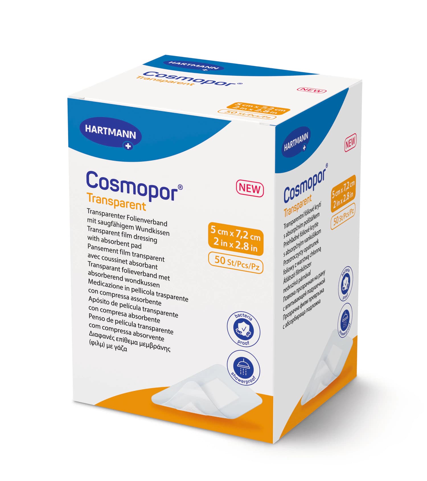 Cosmopor Transparent Dressing, Polyurethane Film, 2x2.8", Sterile, Rectangle, Self-Adhesive - Cosmopor Transparent Dressing - Image 1