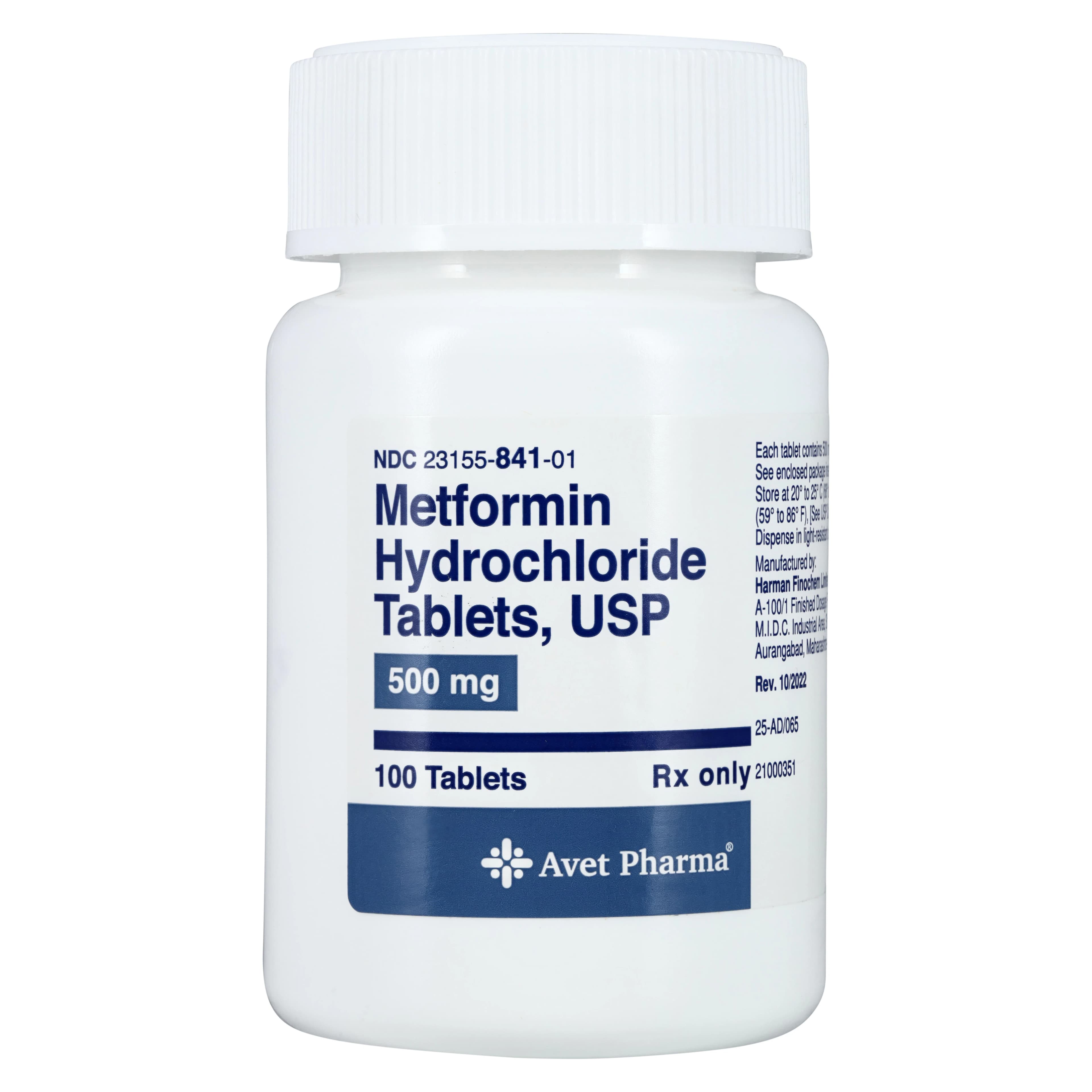 Metformin HCl Tablets, 500mg, 100/Bottle, Heritage Pharmaceuticals - Metformin HCl Tablets - Image 1