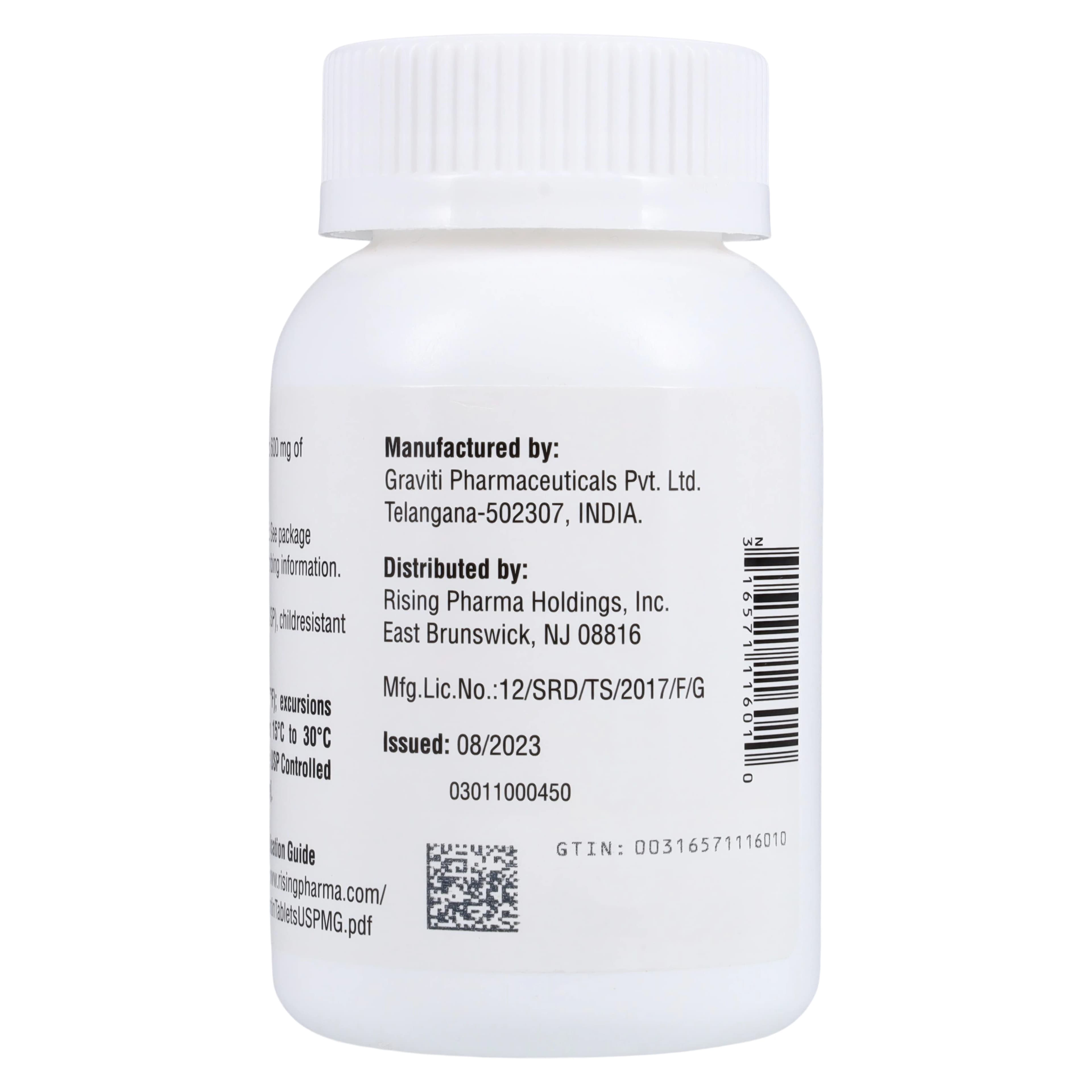 Gabapentin Tablets 600mg, 100 Count Bottle (Rising Pharmaceuticals) thumbnail 3
