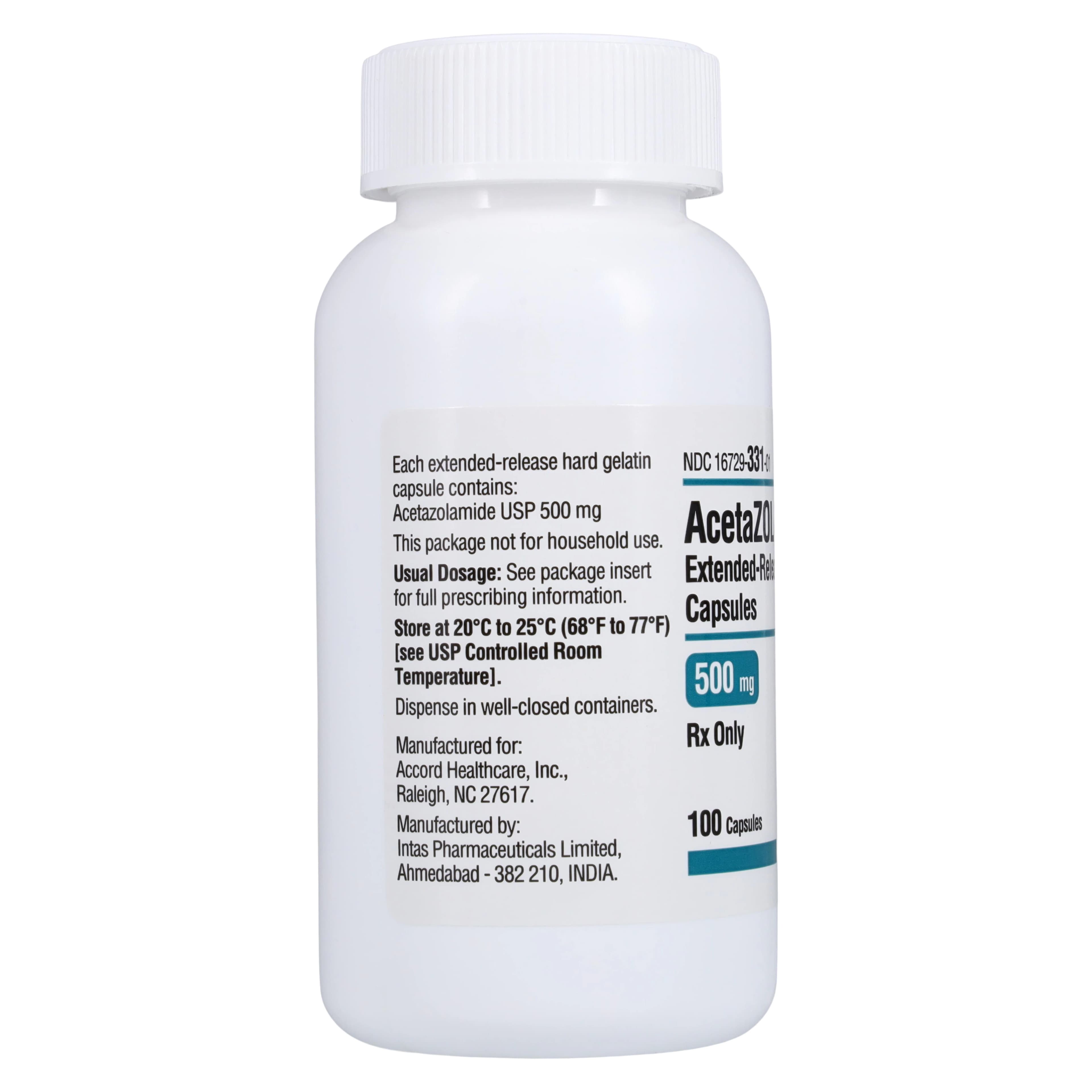 Acetazolamide Extended-Release Capsules, 500 mg, 100/Bottle (Accord Healthcare) thumbnail 2