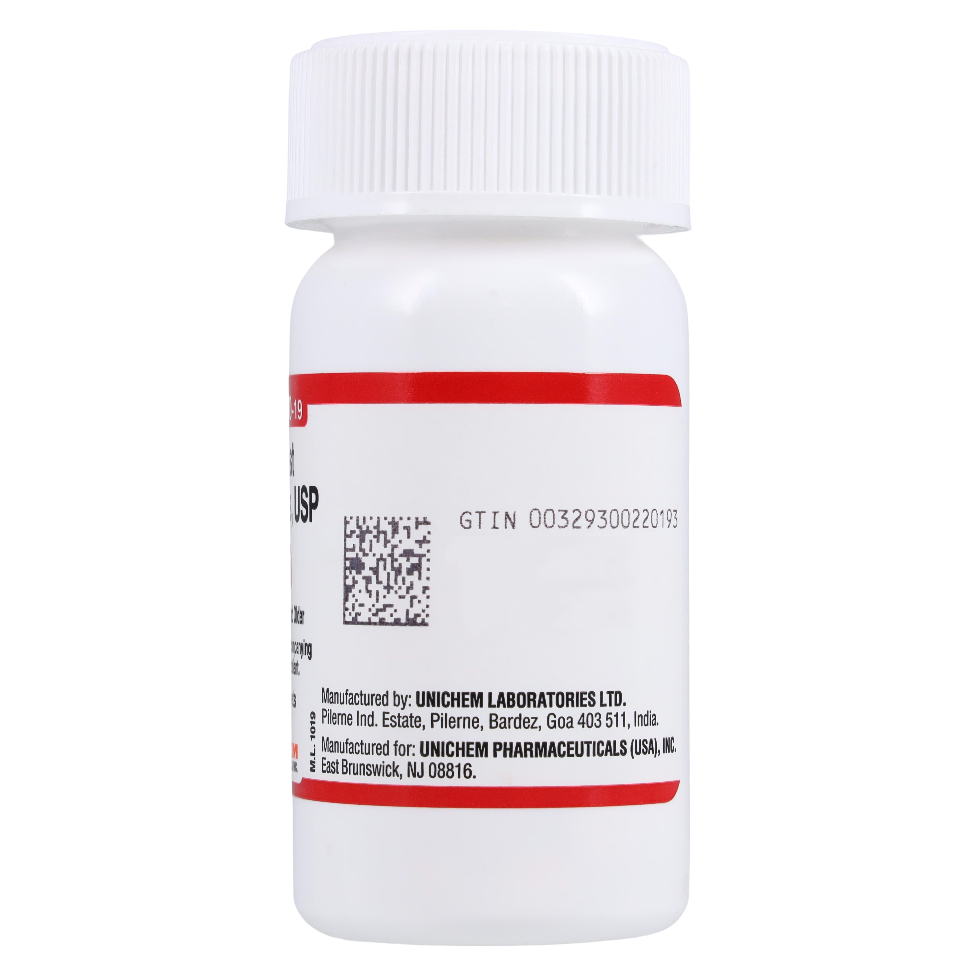 Montelukast Sodium Tablets, 10mg, 90/Bottle, Unichem Pharmaceuticals thumbnail 3