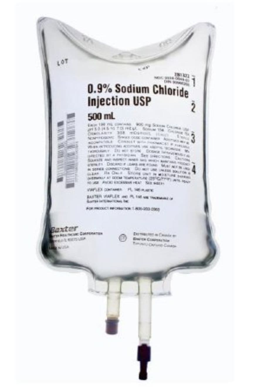 Baxter Sodium Chloride 0.9% Injection USP, 500 mL VIAFLEX Plastic Container, 24/Case - MED Vital SodChlor 0.9% 500ml - Image 1