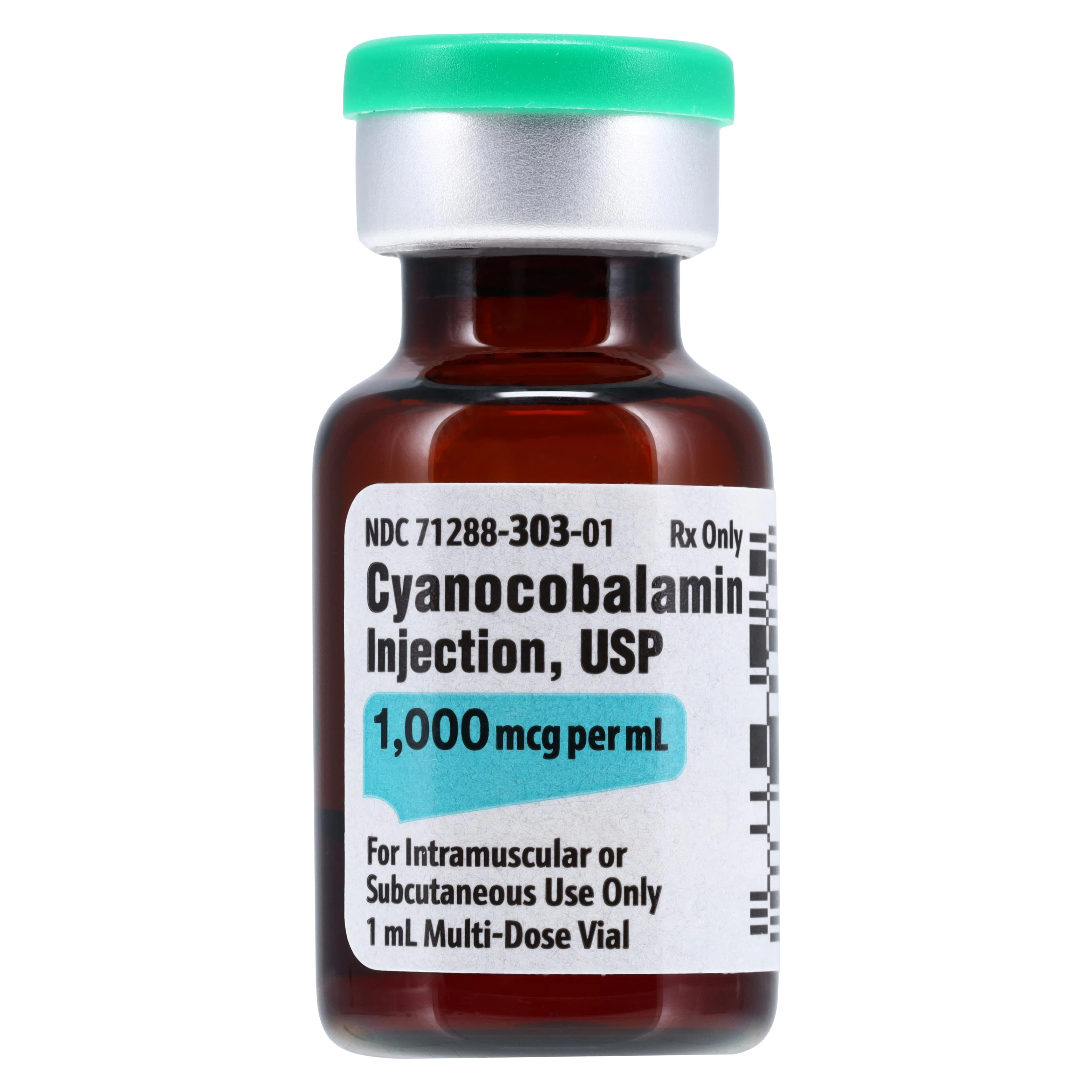 Cyanocobalamin (Vitamin B12) Injection, 1000 mcg/mL, MDV 1 mL, 25/Package, Meitheal Pharmaceuticals thumbnail 2