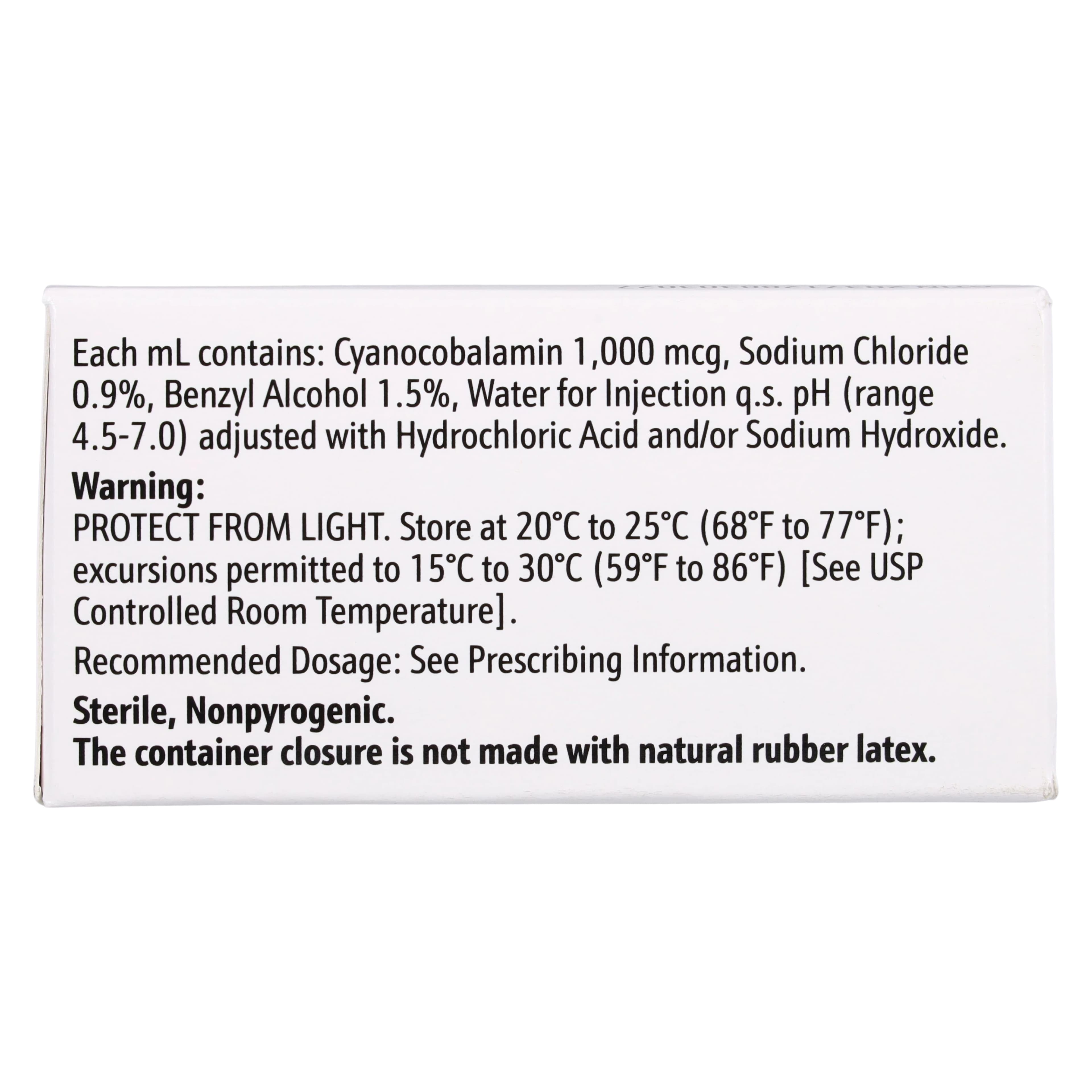 Cyanocobalamin (Vitamin B12) Injection, 1000 mcg/mL, MDV 1 mL, 25/Package, Meitheal Pharmaceuticals thumbnail 4