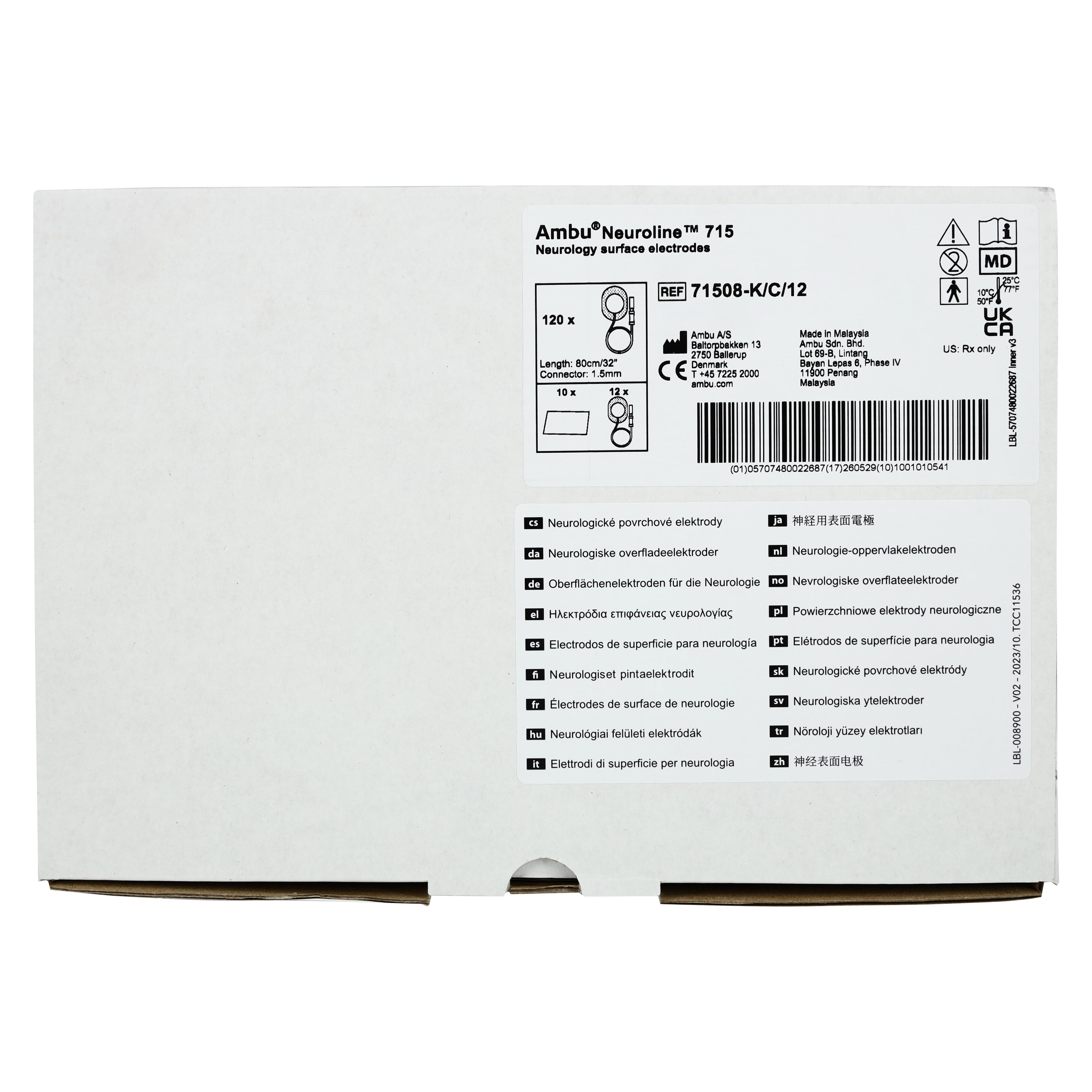 Ambu Neuroline ECG Electrode, Solid Gel, 30x22mm, Ag/AgCl, Disposable, 120/Box thumbnail 4