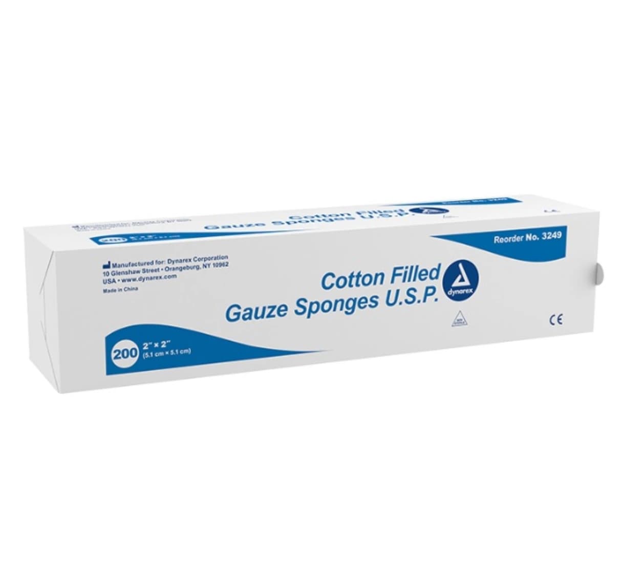 Dynarex Cotton Filled Gauze Sponge, 2" x 2", Non-Sterile, Case of 5000 (25 sleeves of 200) - Cotton Filled Gauze Sponge 2x2 5000/Cs - Image 1